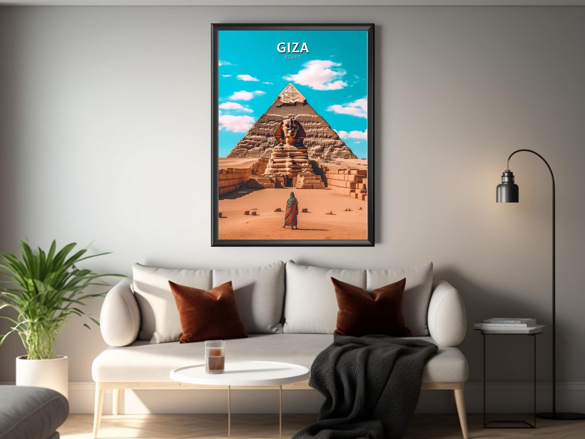 Giza Travel Print | Giza Illustration | Giza Wall Art | Giza Print | Egypt Print | Egypt Home Decor | Giza Poster | Travel gift | ID 012