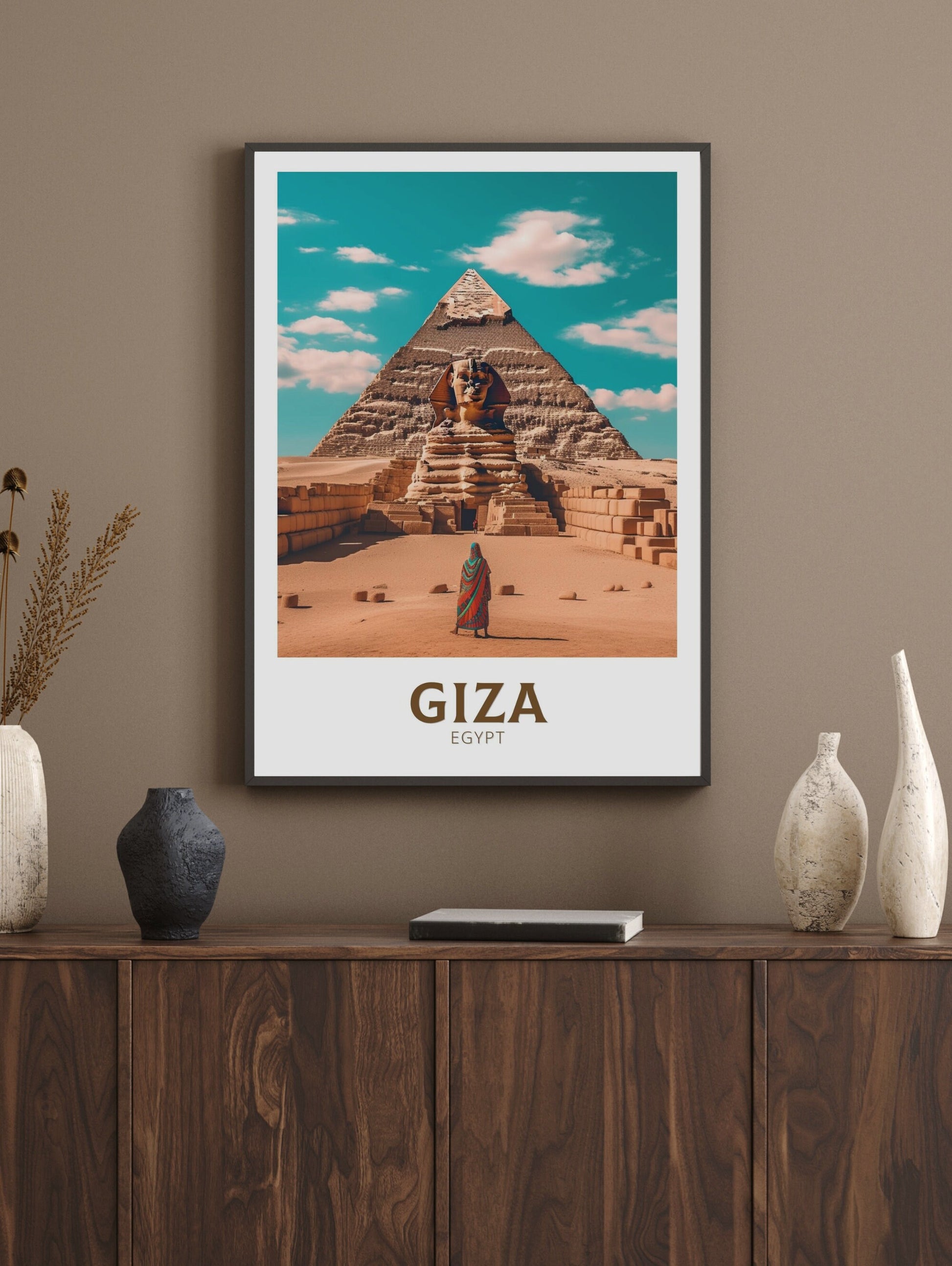 Giza Poster | Giza Colourful Illustration | Giza Wall Art | Giza Print | Egypt Print | Egypt Home Decor | Giza Poster | Travel gift | ID 187