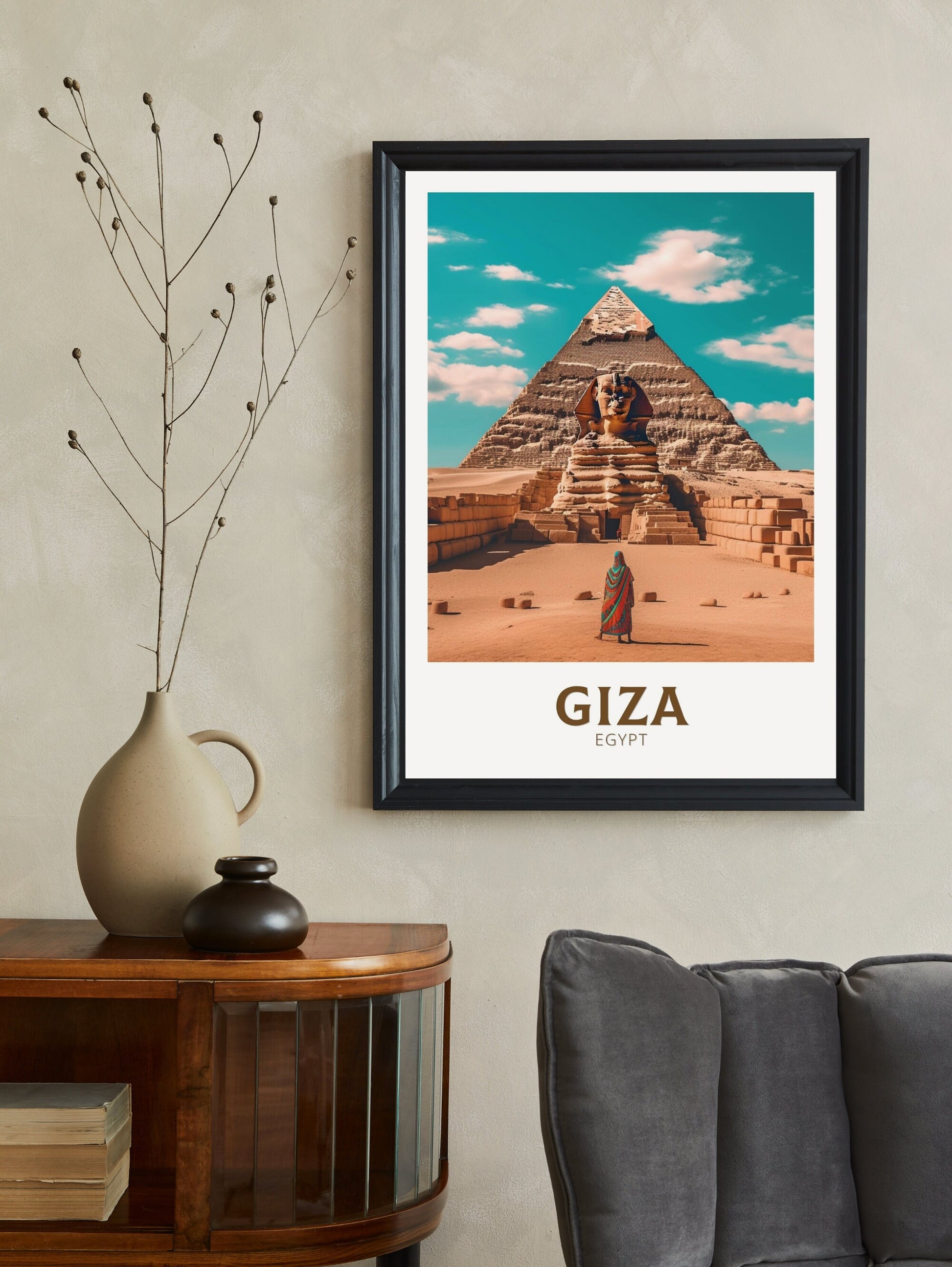 Giza Poster | Giza Colourful Illustration | Giza Wall Art | Giza Print | Egypt Print | Egypt Home Decor | Giza Poster | Travel gift | ID 187