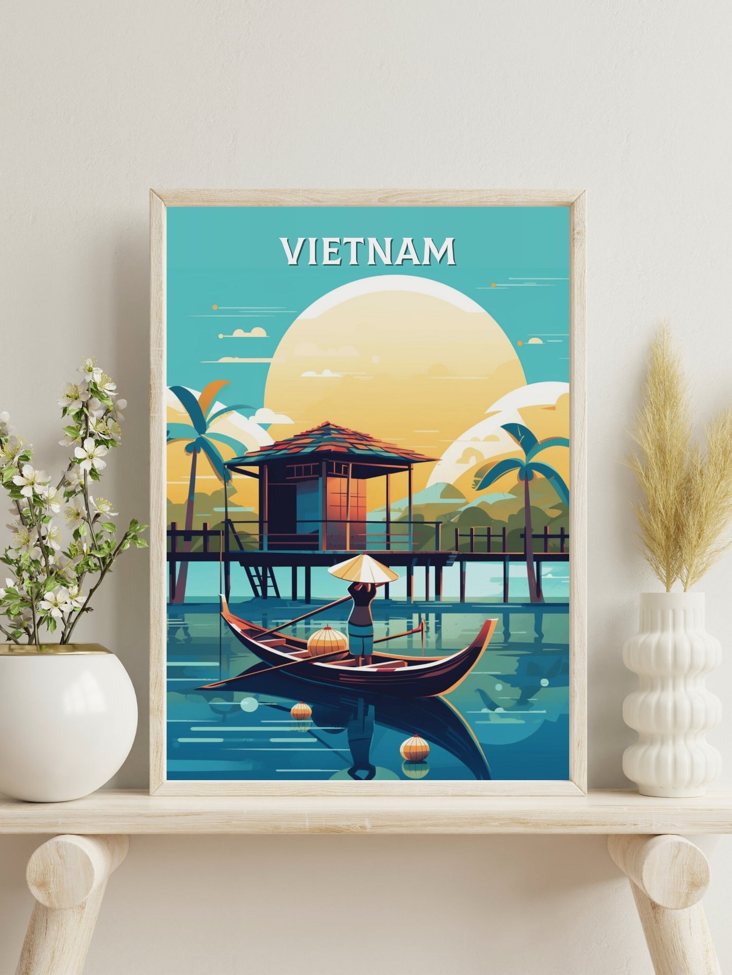 Vietnam Travel Print | Vietnam Print | Vietnam Illustration | Vietnam Wall Art | Asia Print | Vietnam Wall Art | Vietnam Poster | ID 289