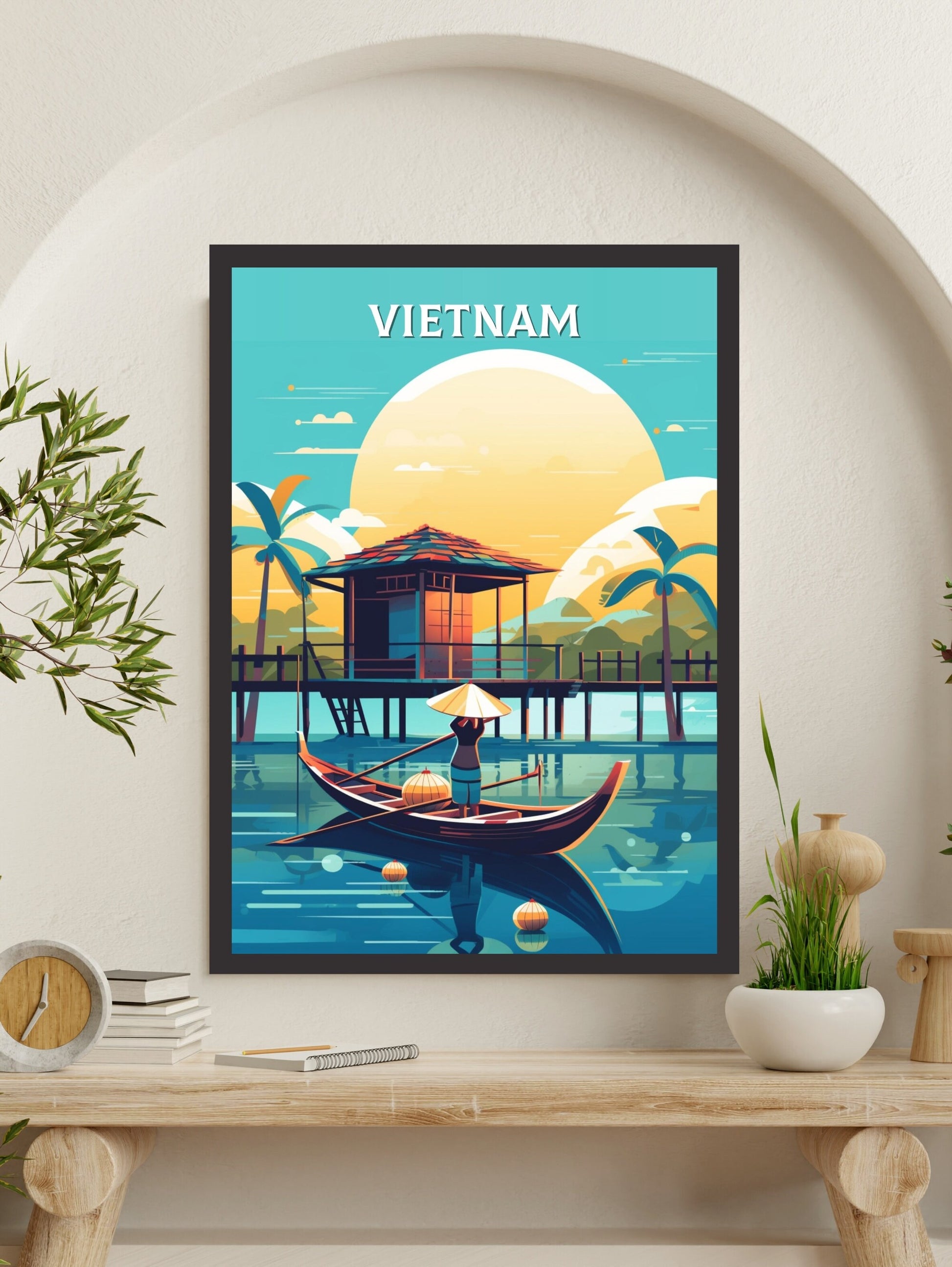 Vietnam Travel Print | Vietnam Print | Vietnam Illustration | Vietnam Wall Art | Asia Print | Vietnam Wall Art | Vietnam Poster | ID 289