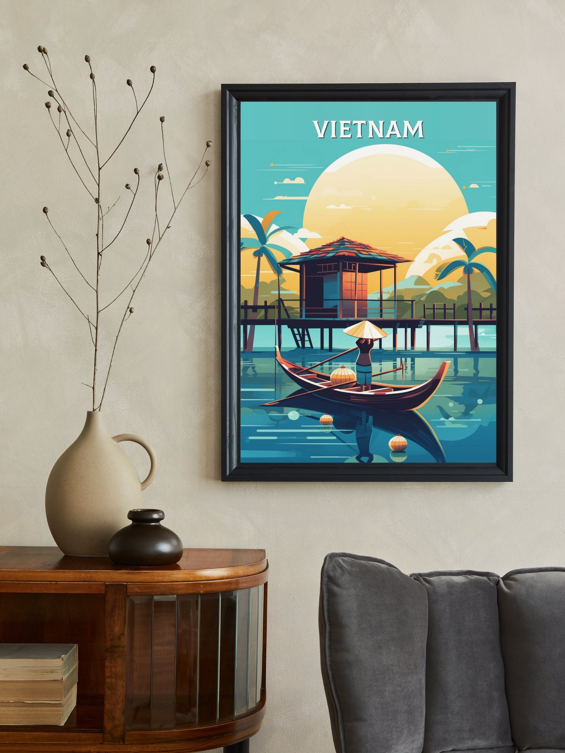 Vietnam Travel Print | Vietnam Print | Vietnam Illustration | Vietnam Wall Art | Asia Print | Vietnam Wall Art | Vietnam Poster | ID 289