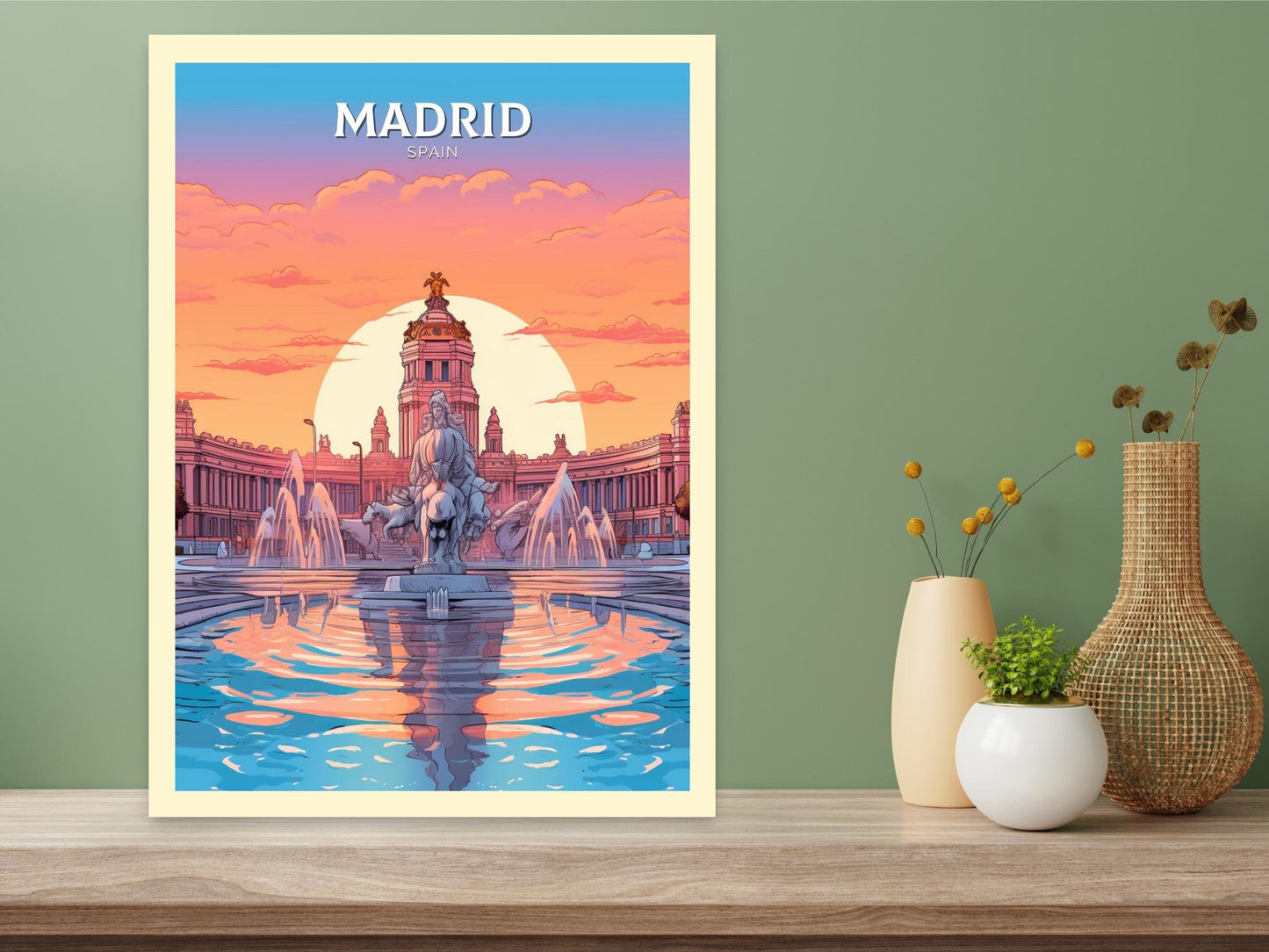 Madrid Travel Poster | Madrid Travel Print | Madrid Illustration | Madrid Wall Art | Spain Print | Madrid Print | Cibeles Fountain | ID 291