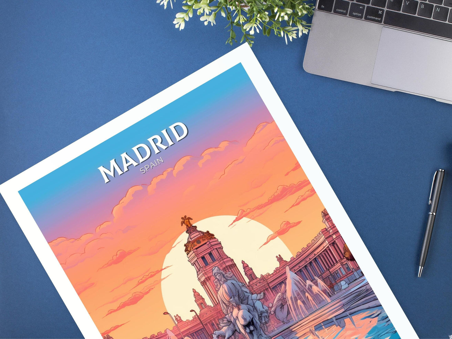 Madrid Travel Poster | Madrid Travel Print | Madrid Illustration | Madrid Wall Art | Spain Print | Madrid Print | Cibeles Fountain | ID 291