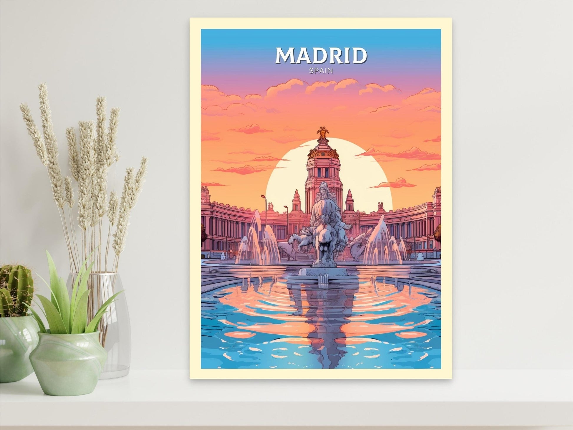 Madrid Travel Poster | Madrid Travel Print | Madrid Illustration | Madrid Wall Art | Spain Print | Madrid Print | Cibeles Fountain | ID 291