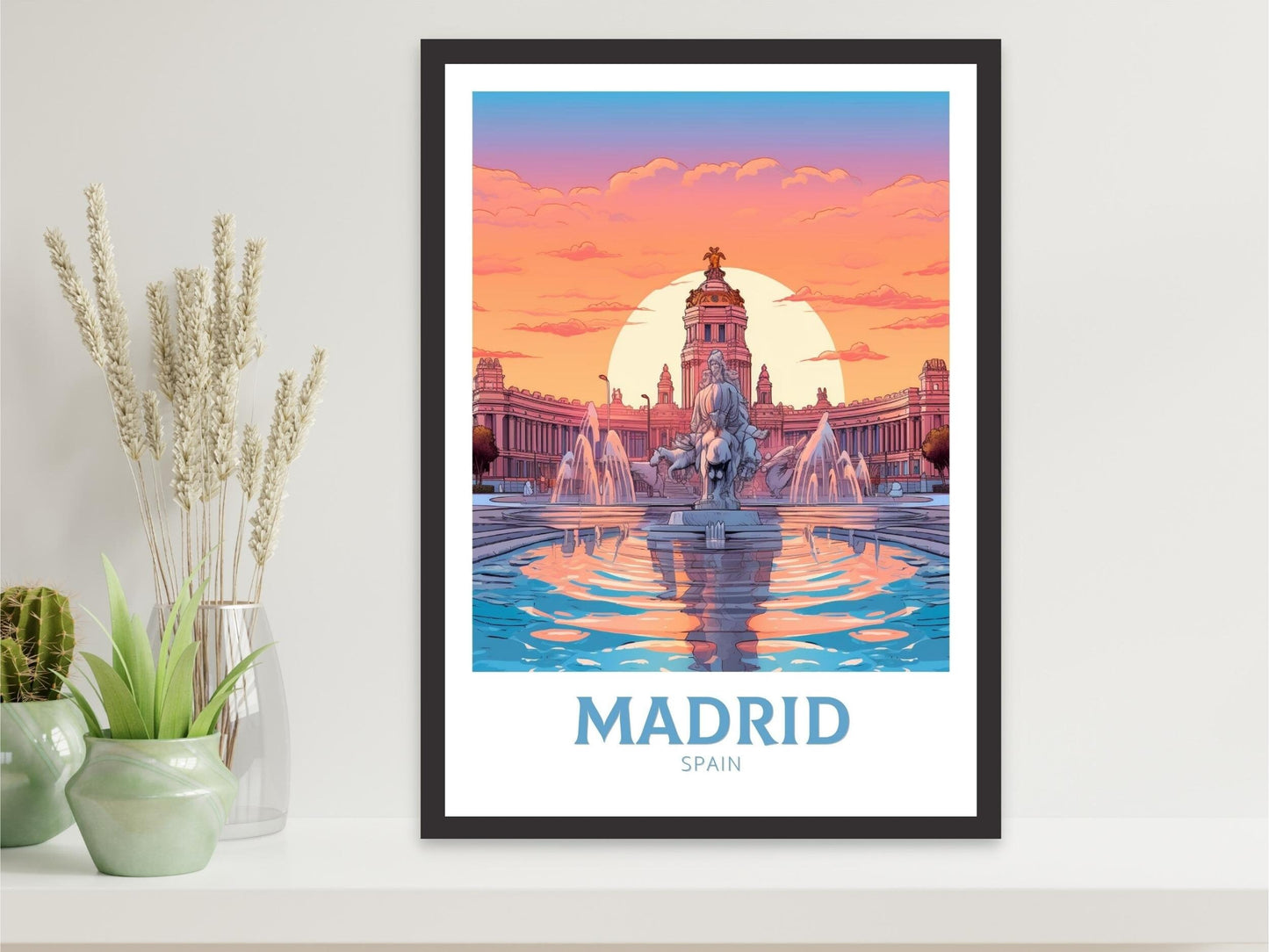 Madrid Print | Madrid Poster | Madrid Illustration | Madrid Wall Art | Spain Print | Madrid Print | Cibeles Fountain Travel Print | ID 292