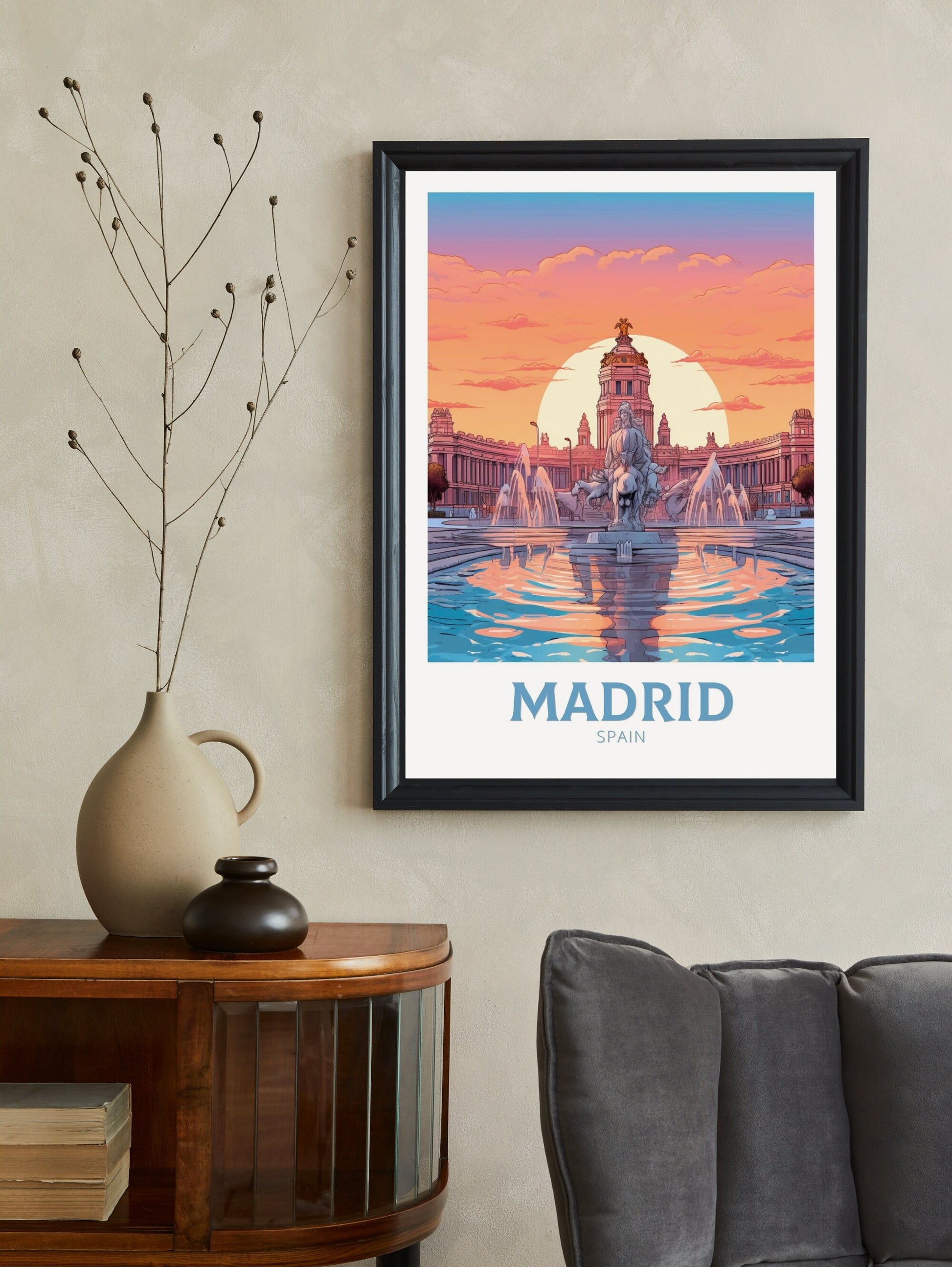 Madrid Print | Madrid Poster | Madrid Illustration | Madrid Wall Art | Spain Print | Madrid Print | Cibeles Fountain Travel Print | ID 292