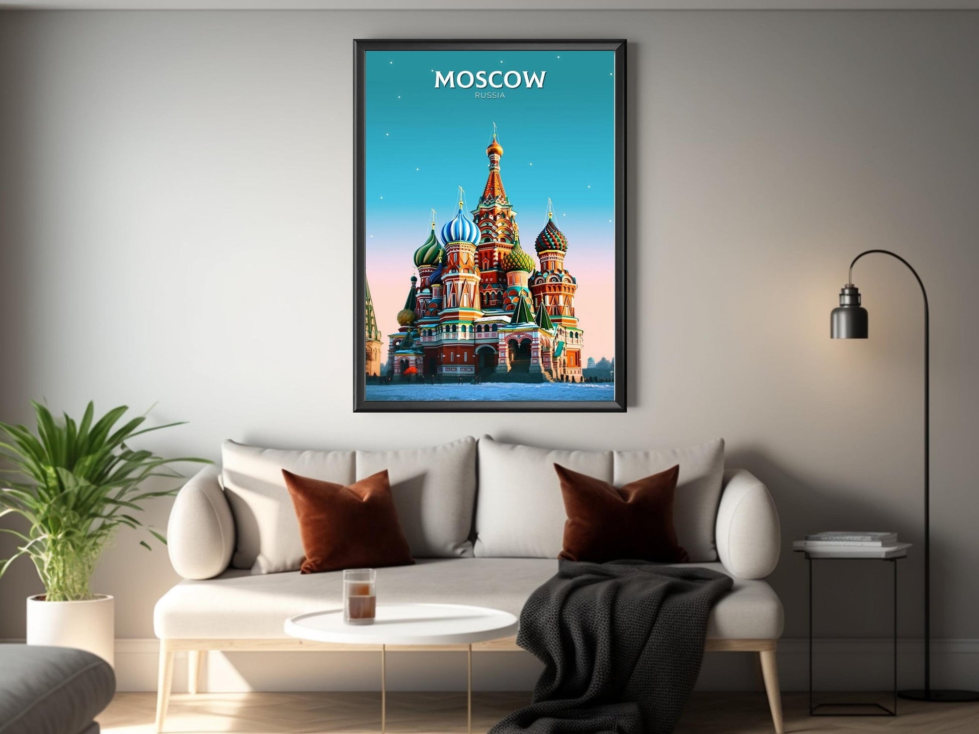 Moscow Travel Poster | Moscow Travel Print | Moscow Illustration | Moscow Wall Art | Russia Print | River St. Basil's Cathedral ID 295