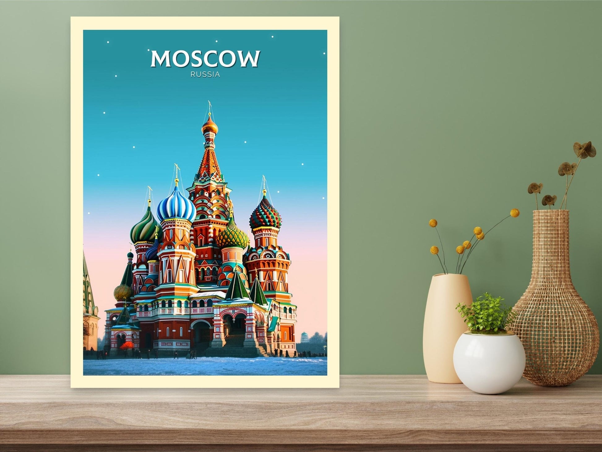 Moscow Travel Poster | Moscow Travel Print | Moscow Illustration | Moscow Wall Art | Russia Print | River St. Basil's Cathedral ID 295