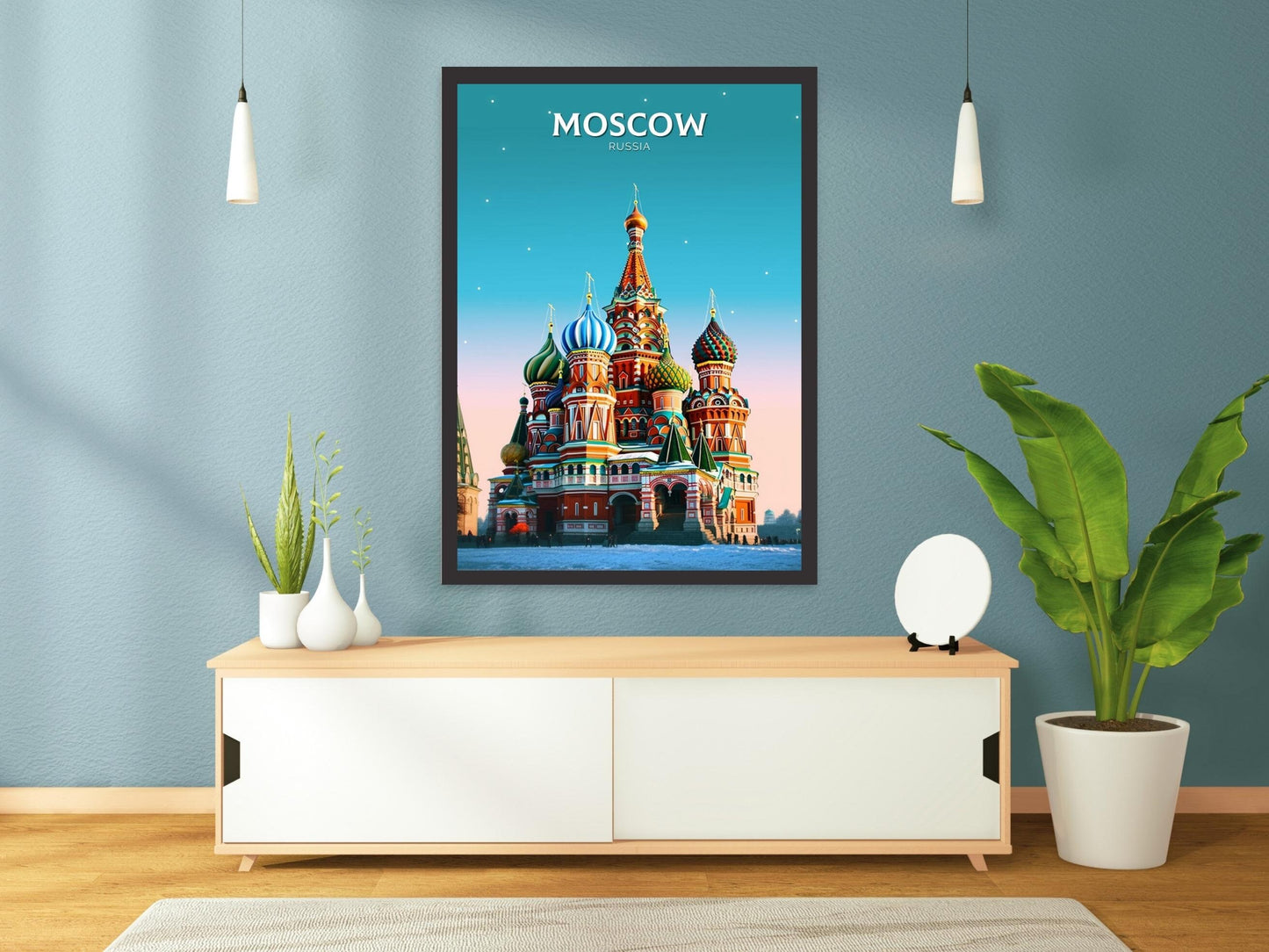 Moscow Travel Poster | Moscow Travel Print | Moscow Illustration | Moscow Wall Art | Russia Print | River St. Basil's Cathedral ID 295