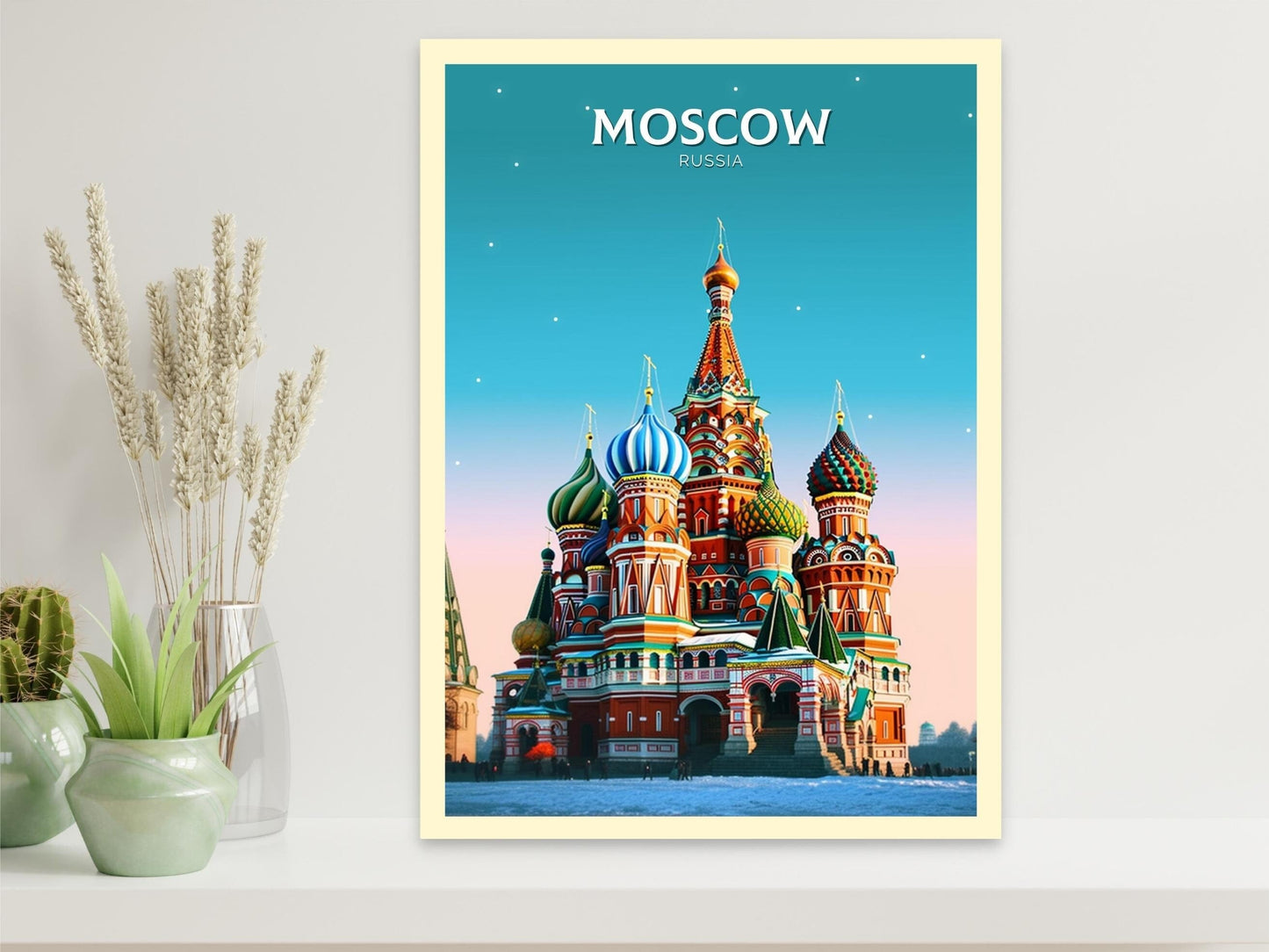 Moscow Travel Poster | Moscow Travel Print | Moscow Illustration | Moscow Wall Art | Russia Print | River St. Basil's Cathedral ID 295