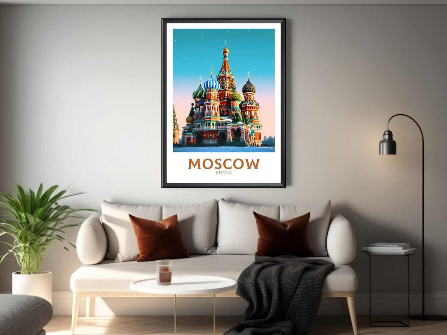 Moscow Travel Print | Moscow Travel Poster | Moscow Wall Art | Moscow Illustration | Russia Print | River St. Basil's Cathedral ID 296