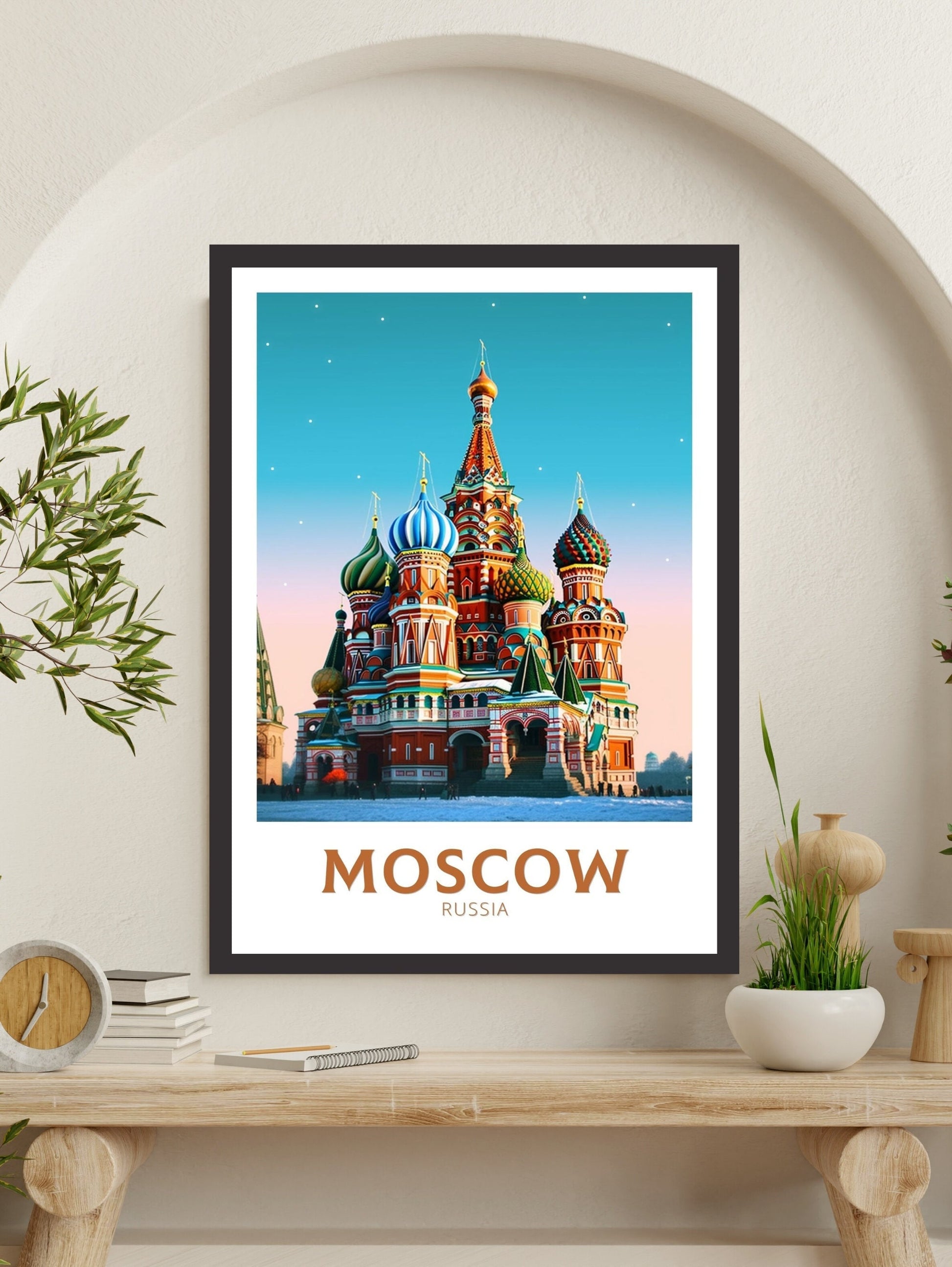 Moscow Travel Print | Moscow Travel Poster | Moscow Wall Art | Moscow Illustration | Russia Print | River St. Basil's Cathedral ID 296