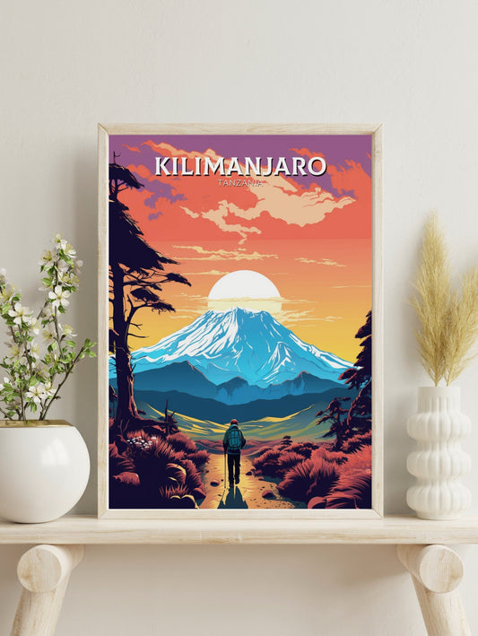 Kilimanjaro National Park Travel Poster | Kilimanjaro Travel Print | Kilimanjaro Wall Art | Africa Poster | Tanzania Travel Print | ID 297