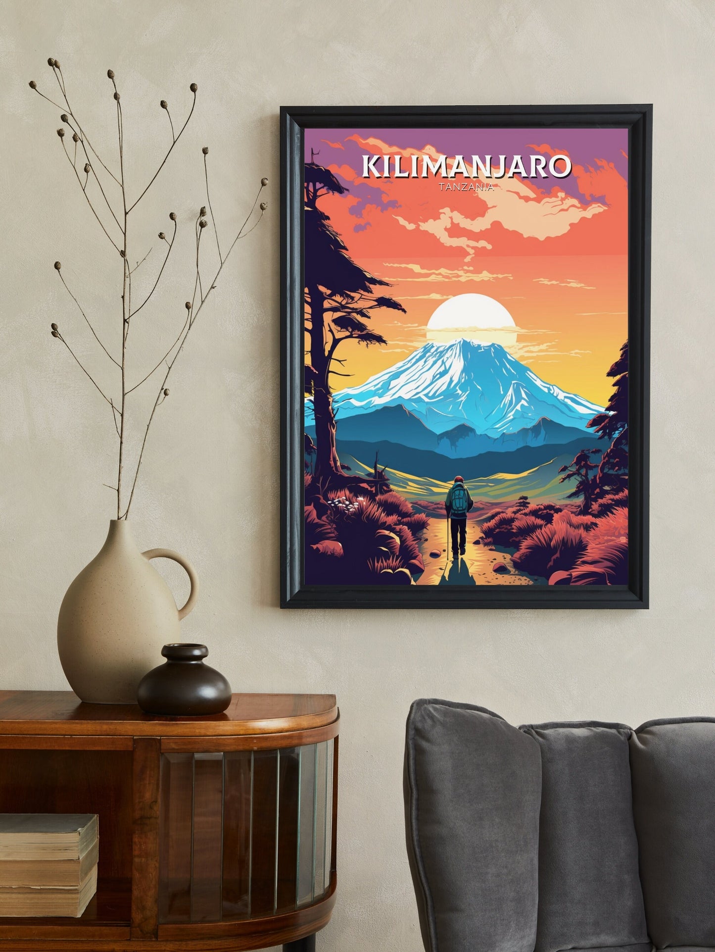 Kilimanjaro National Park Travel Poster | Kilimanjaro Travel Print | Kilimanjaro Wall Art | Africa Poster | Tanzania Travel Print | ID 297