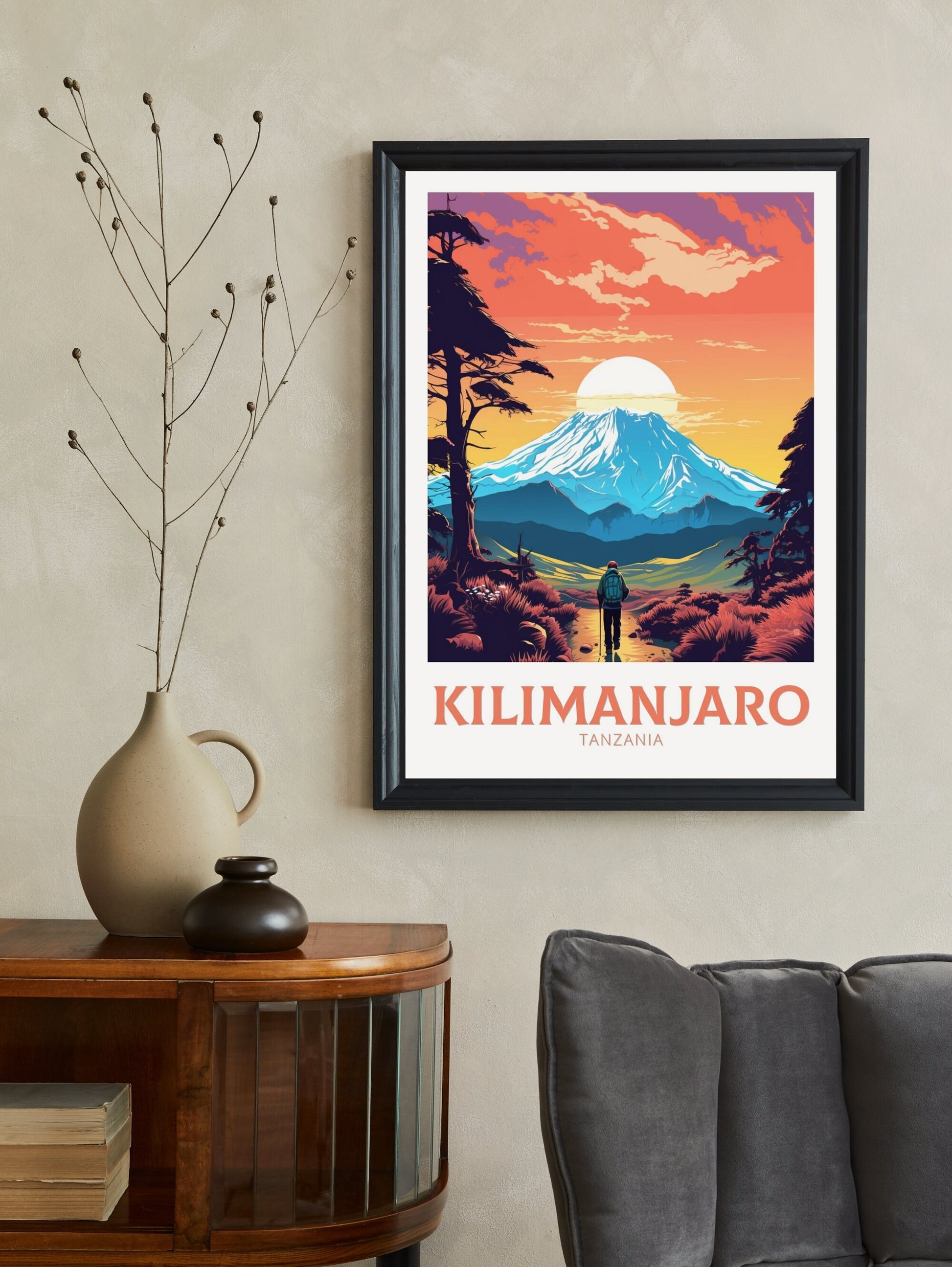 Kilimanjaro Travel Print | Kilimanjaro National Park Travel Poster | Kilimanjaro Wall Art | Africa Poster | Tanzania Travel Print | ID 298