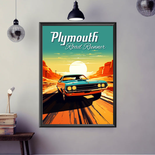 Plymouth Road Runner Print, 1960s, Plymouth Road Runner Poster, Car Art, Muscle Car Print, Classic Car, Car Print, Car Poster, American Car