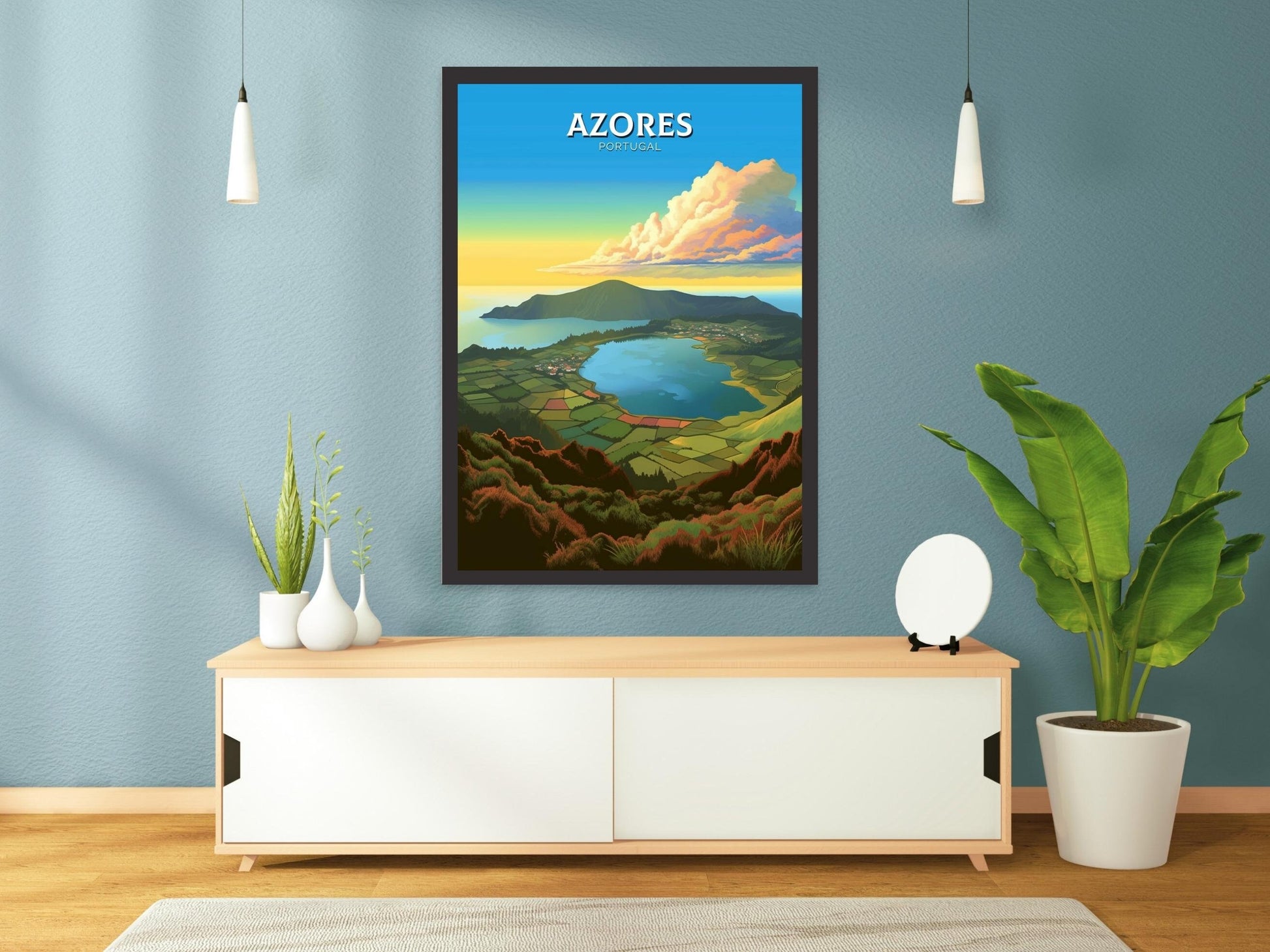 Azores Travel Poster | Azores Portugal Travel Print | Azores Illustration | Azores Wall Art | Portugal Print | Azores Wall Art | ID 299