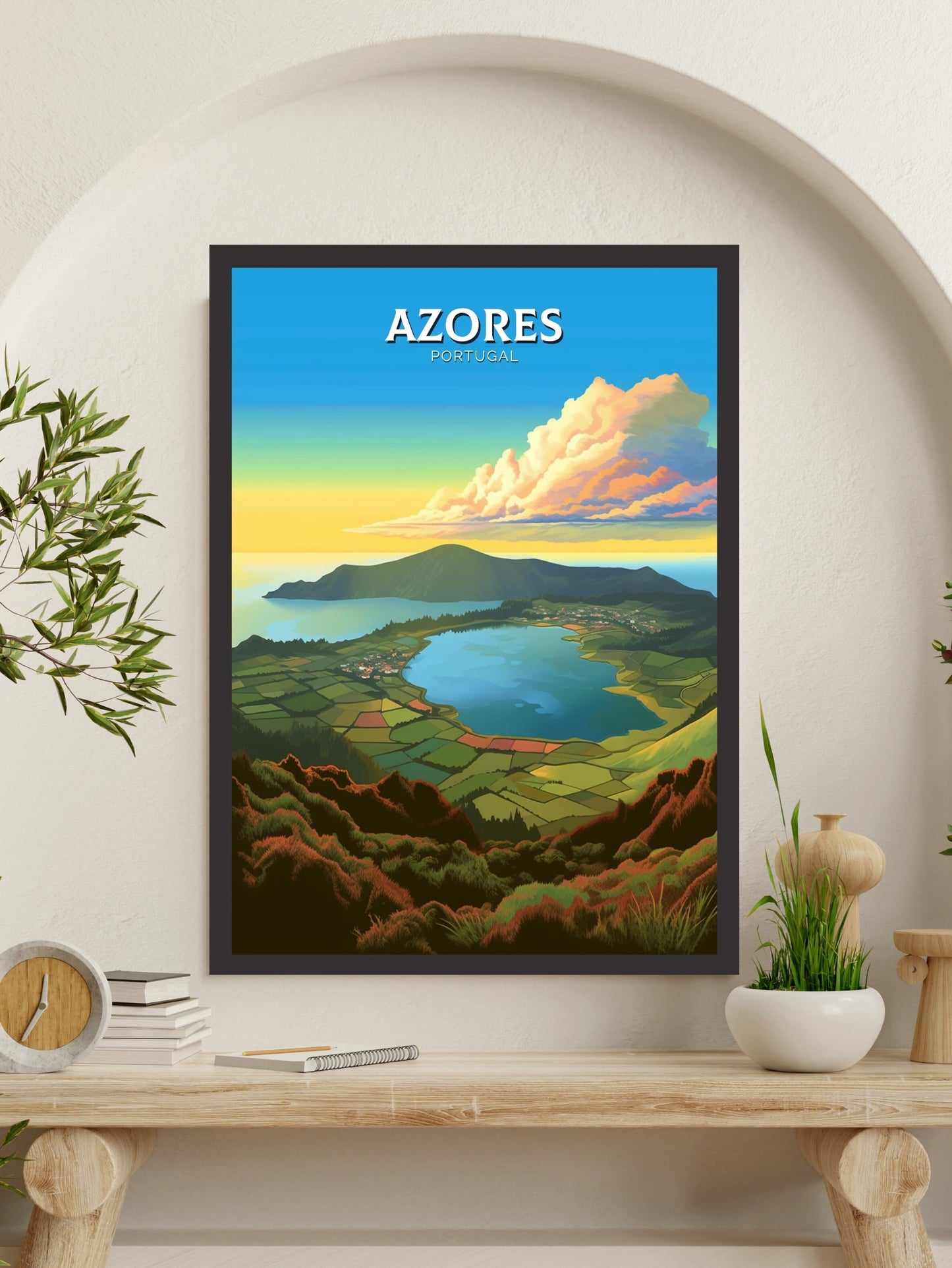 Azores Travel Poster | Azores Portugal Travel Print | Azores Illustration | Azores Wall Art | Portugal Print | Azores Wall Art | ID 299