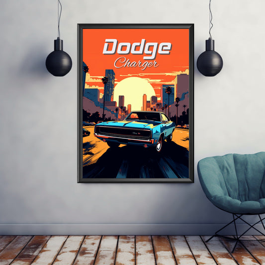Dodge Charger Poster, Dodge Charger Print, 1970s Car Print, Car Art, Muscle Car Print, Classic Car, Car Print, Car Poster, American Car