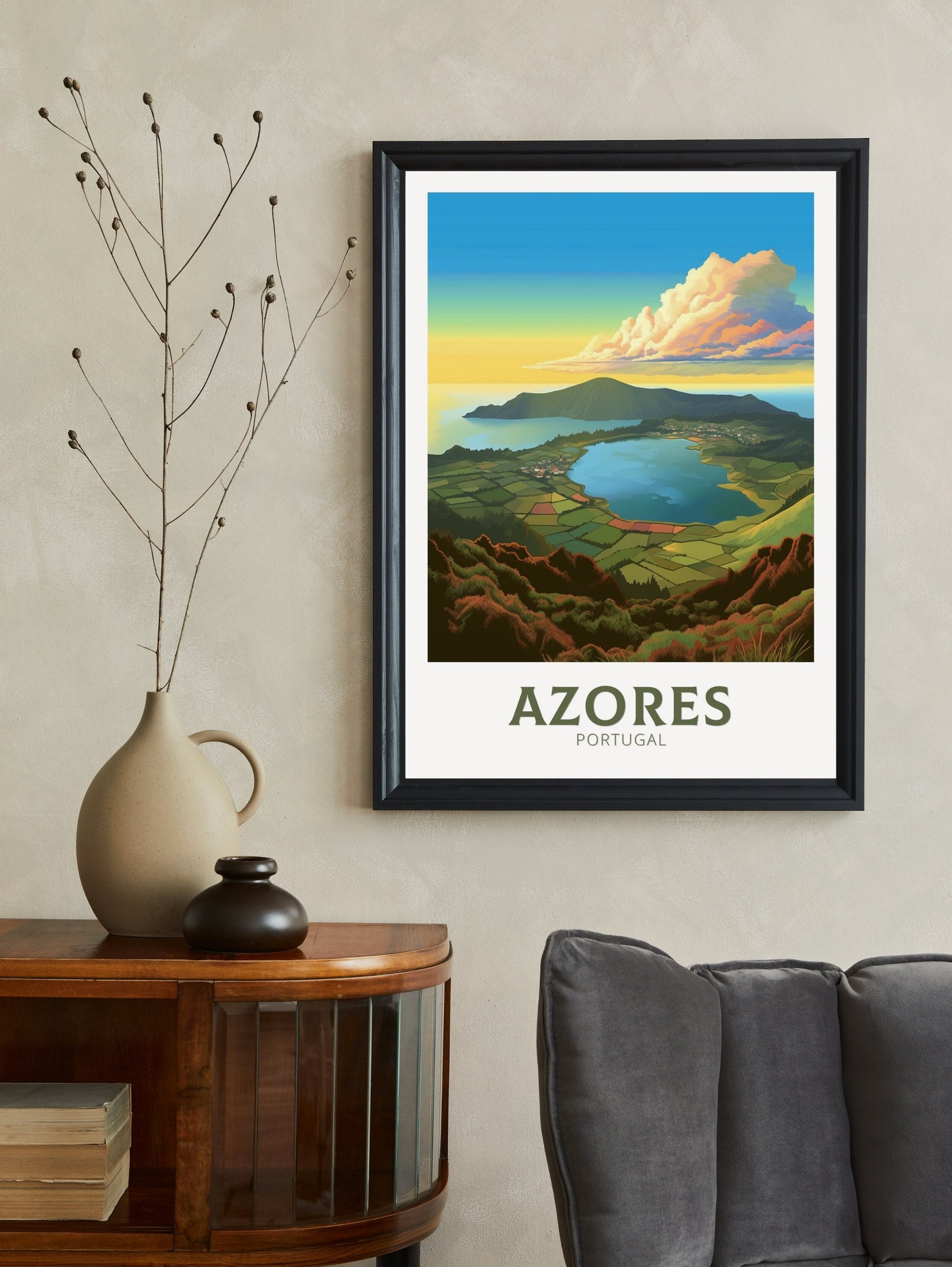 Azores Portugal Travel Print | Azores Travel Poster | Azores Illustration | Azores Wall Art | Portugal Print | Azores Wall Art | ID 300