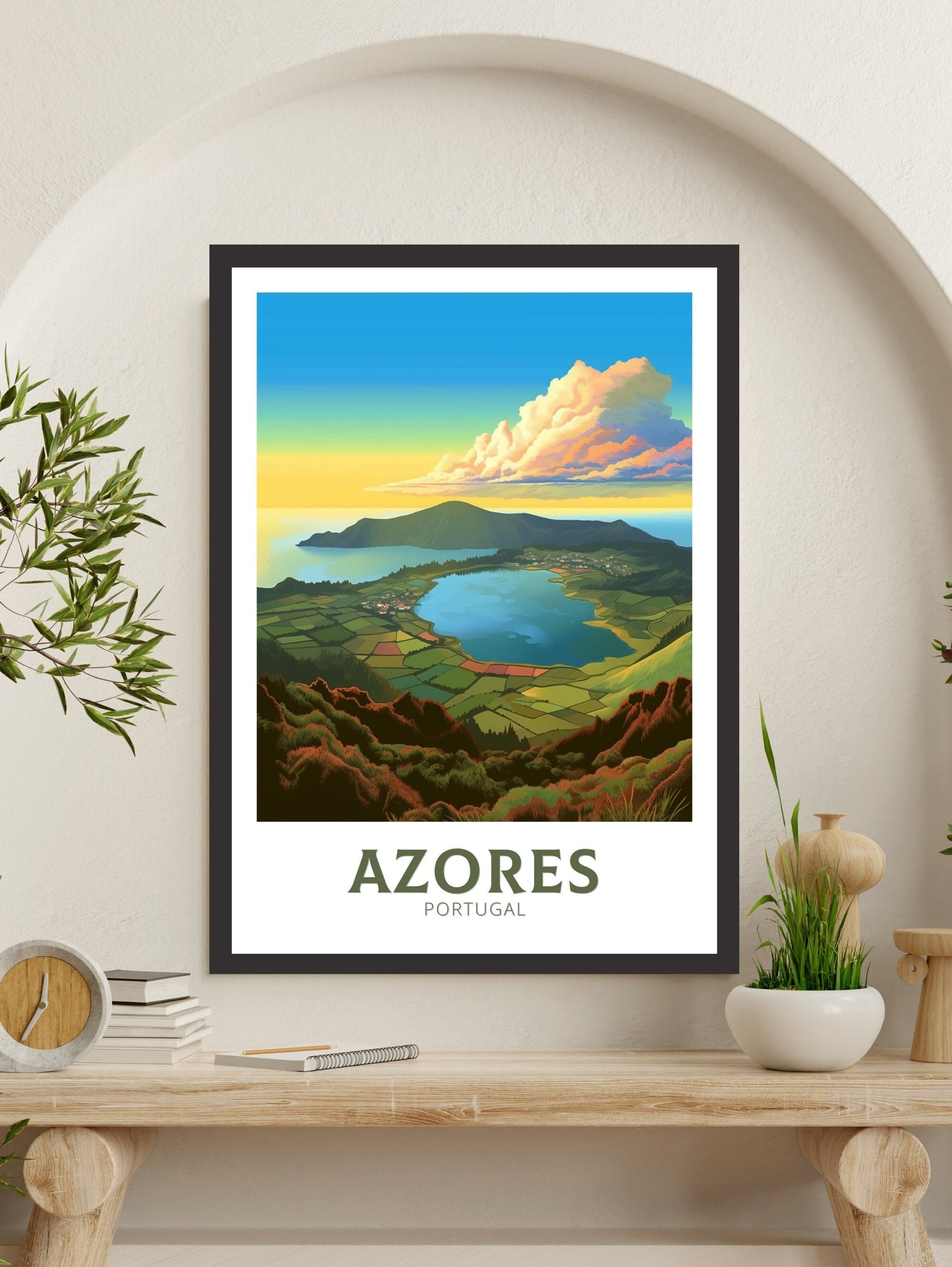 Azores Portugal Travel Print | Azores Travel Poster | Azores Illustration | Azores Wall Art | Portugal Print | Azores Wall Art | ID 300