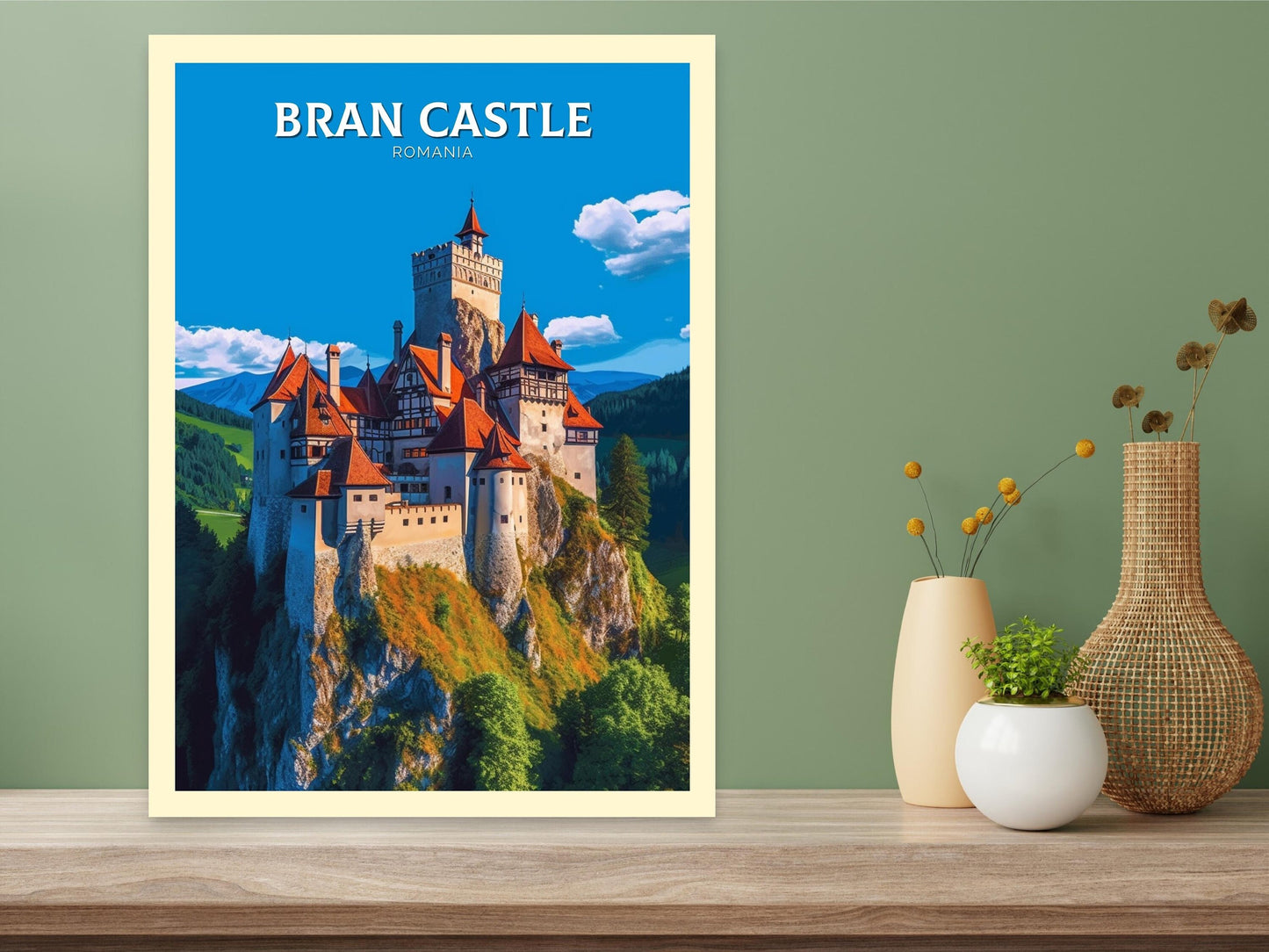 Bran Castle Travel Poster | Bran Castle Romania Illustration | Bran Castle Wall Art | Dracula castle | Bran Castle Travel Print | ID 305