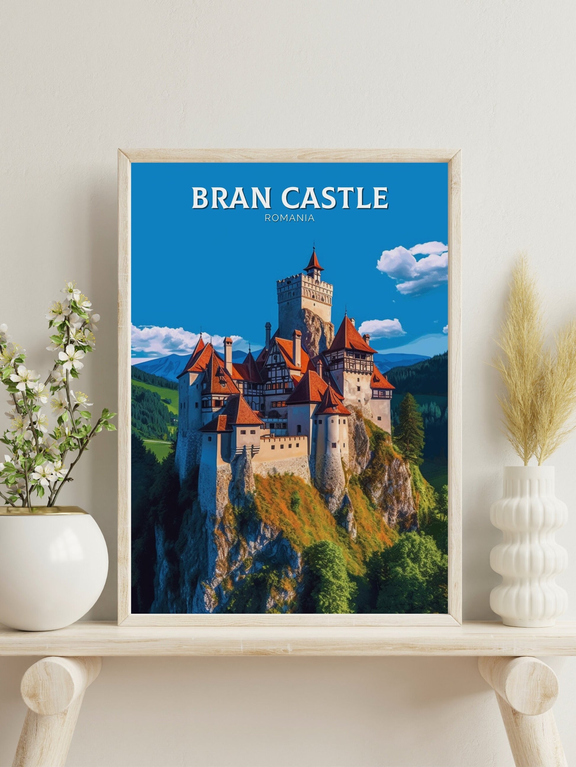 Bran Castle Travel Poster | Bran Castle Romania Illustration | Bran Castle Wall Art | Dracula castle | Bran Castle Travel Print | ID 305