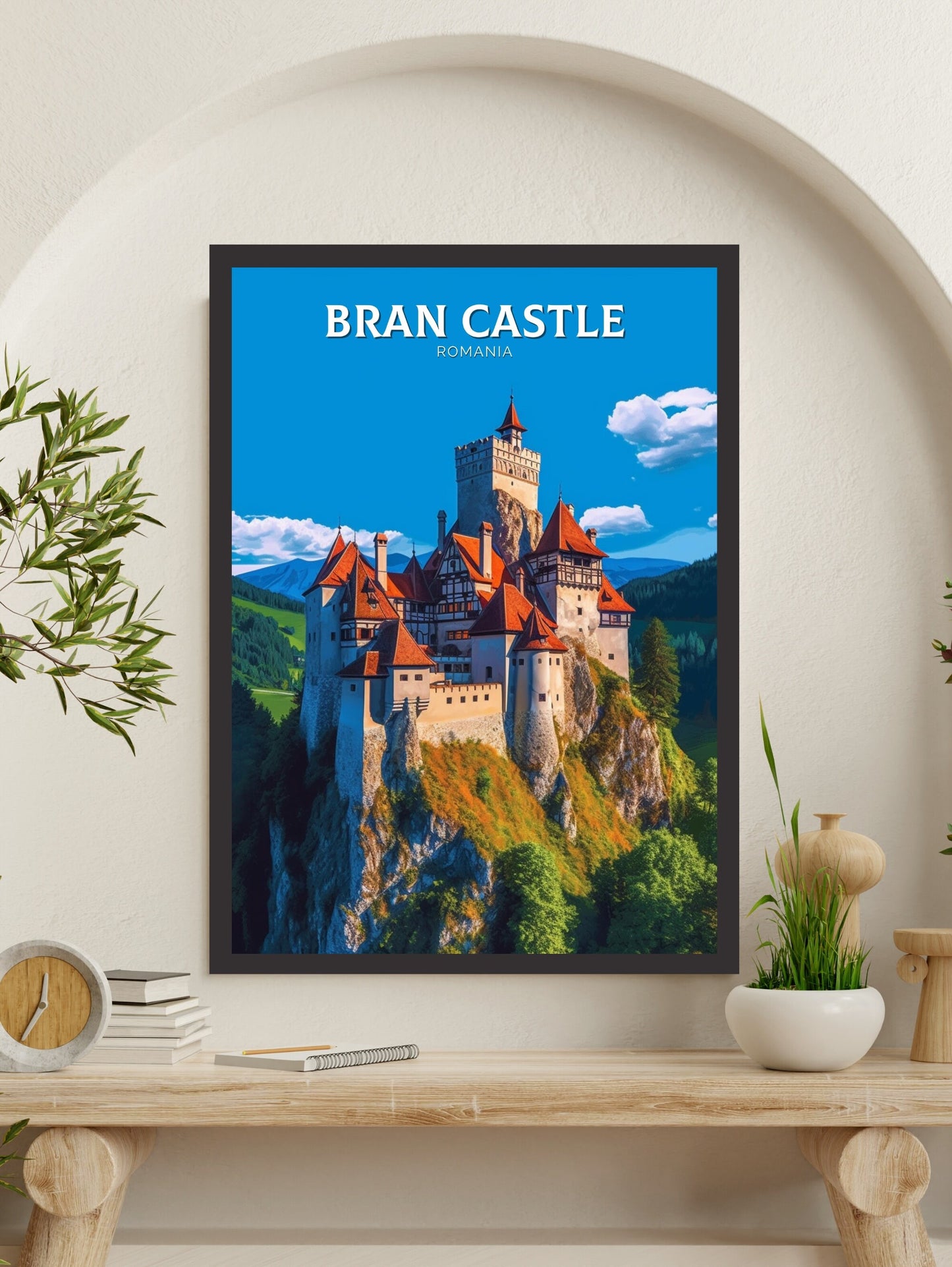 Bran Castle Travel Poster | Bran Castle Romania Illustration | Bran Castle Wall Art | Dracula castle | Bran Castle Travel Print | ID 305