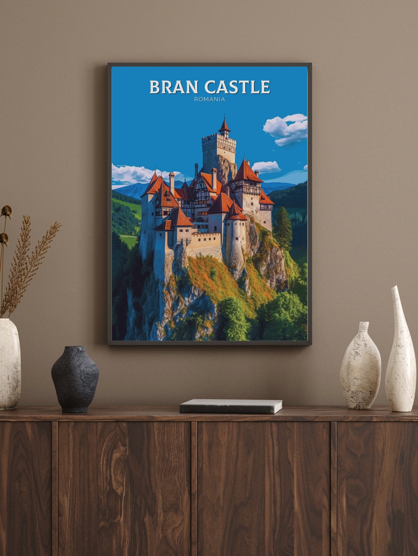 Bran Castle Travel Poster | Bran Castle Romania Illustration | Bran Castle Wall Art | Dracula castle | Bran Castle Travel Print | ID 305