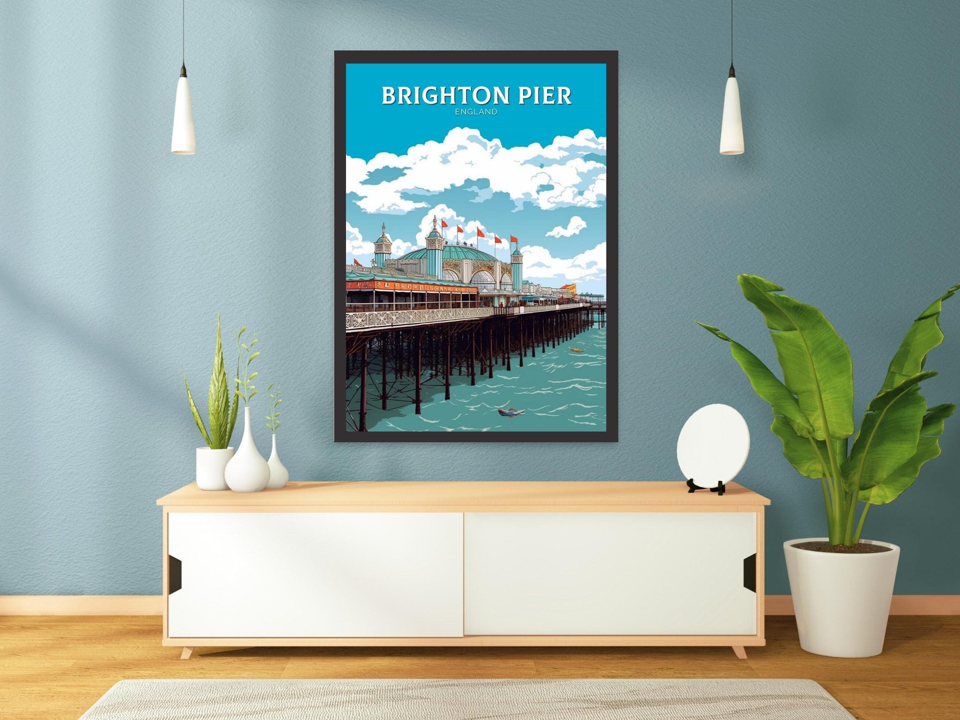 Brighton Pier Travel Print | Brighton Pier Illustration | Brighton Pier Wall Art | Brighton Pier Home Decor | Brighton Poster | ID 307