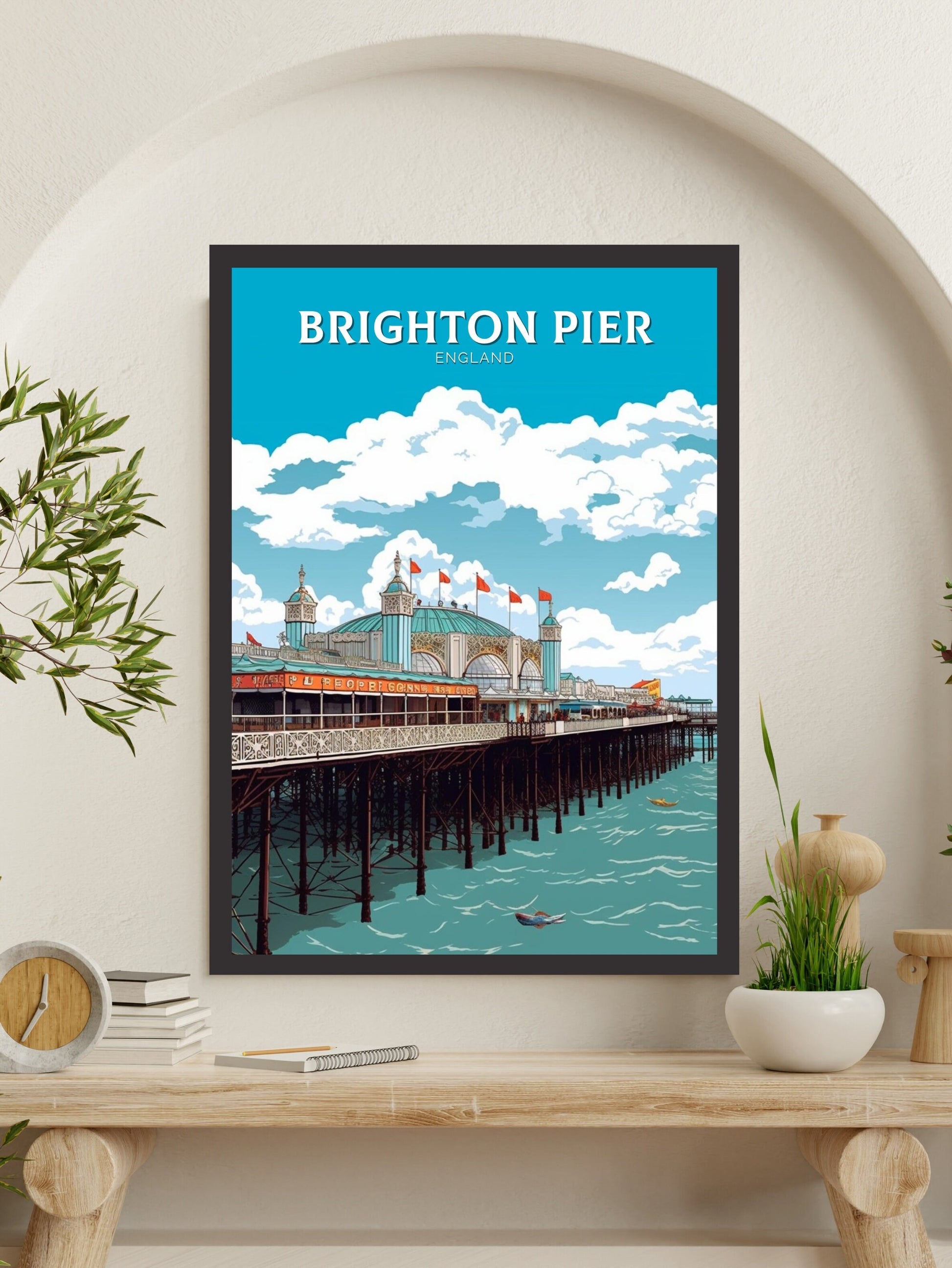 Brighton Pier Travel Print | Brighton Pier Illustration | Brighton Pier Wall Art | Brighton Pier Home Decor | Brighton Poster | ID 307