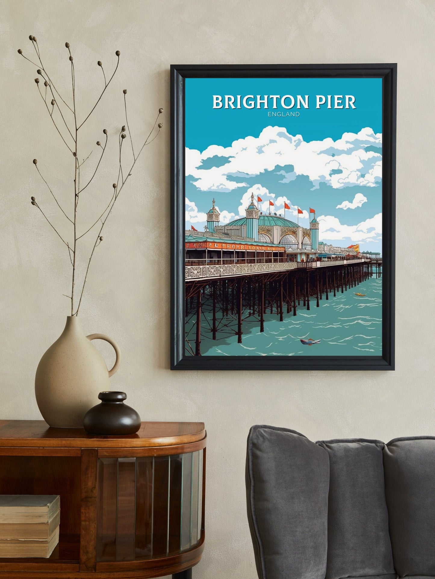 Brighton Pier Travel Print | Brighton Pier Illustration | Brighton Pier Wall Art | Brighton Pier Home Decor | Brighton Poster | ID 307