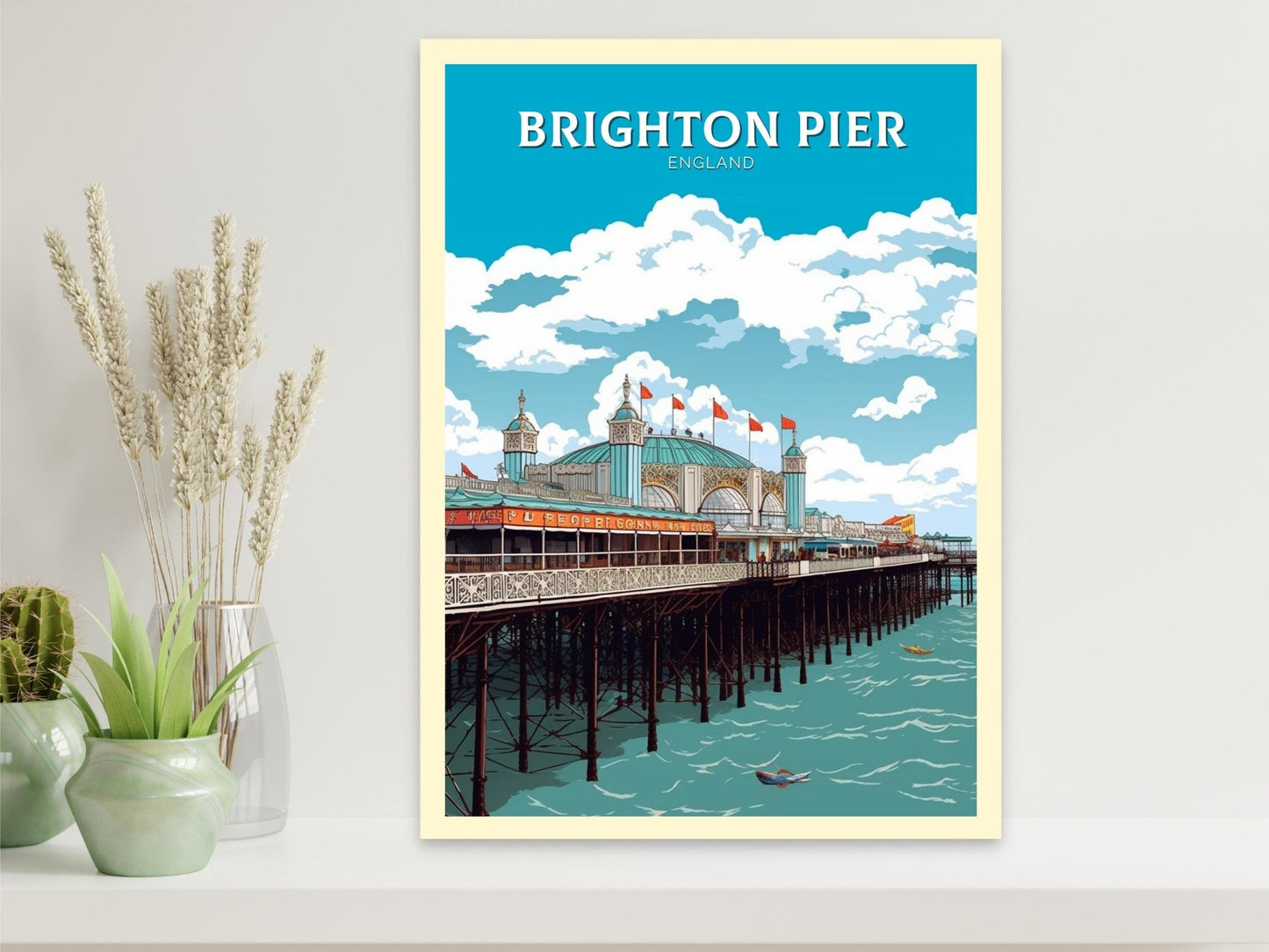 Brighton Pier Travel Print | Brighton Pier Illustration | Brighton Pier Wall Art | Brighton Pier Home Decor | Brighton Poster | ID 307