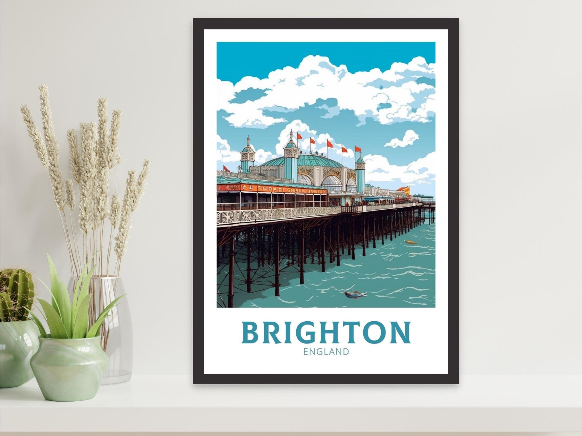 Brighton Pier Poster | Brighton Pier Travel Print | Brighton Pier Illustration | Brighton Pier Wall Art | Brighton Pier Home Decor | ID 308