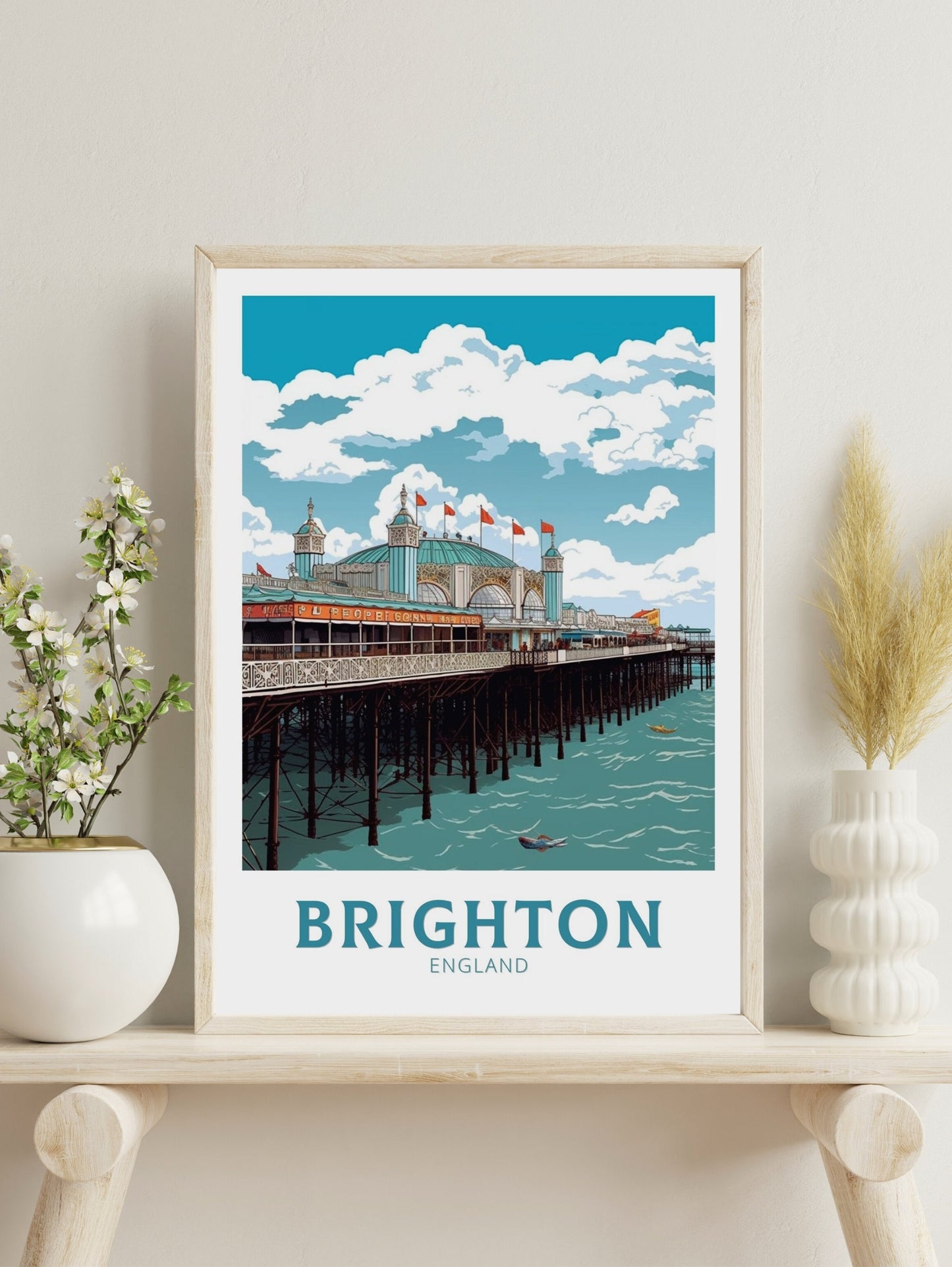 Brighton Pier Poster | Brighton Pier Travel Print | Brighton Pier Illustration | Brighton Pier Wall Art | Brighton Pier Home Decor | ID 308