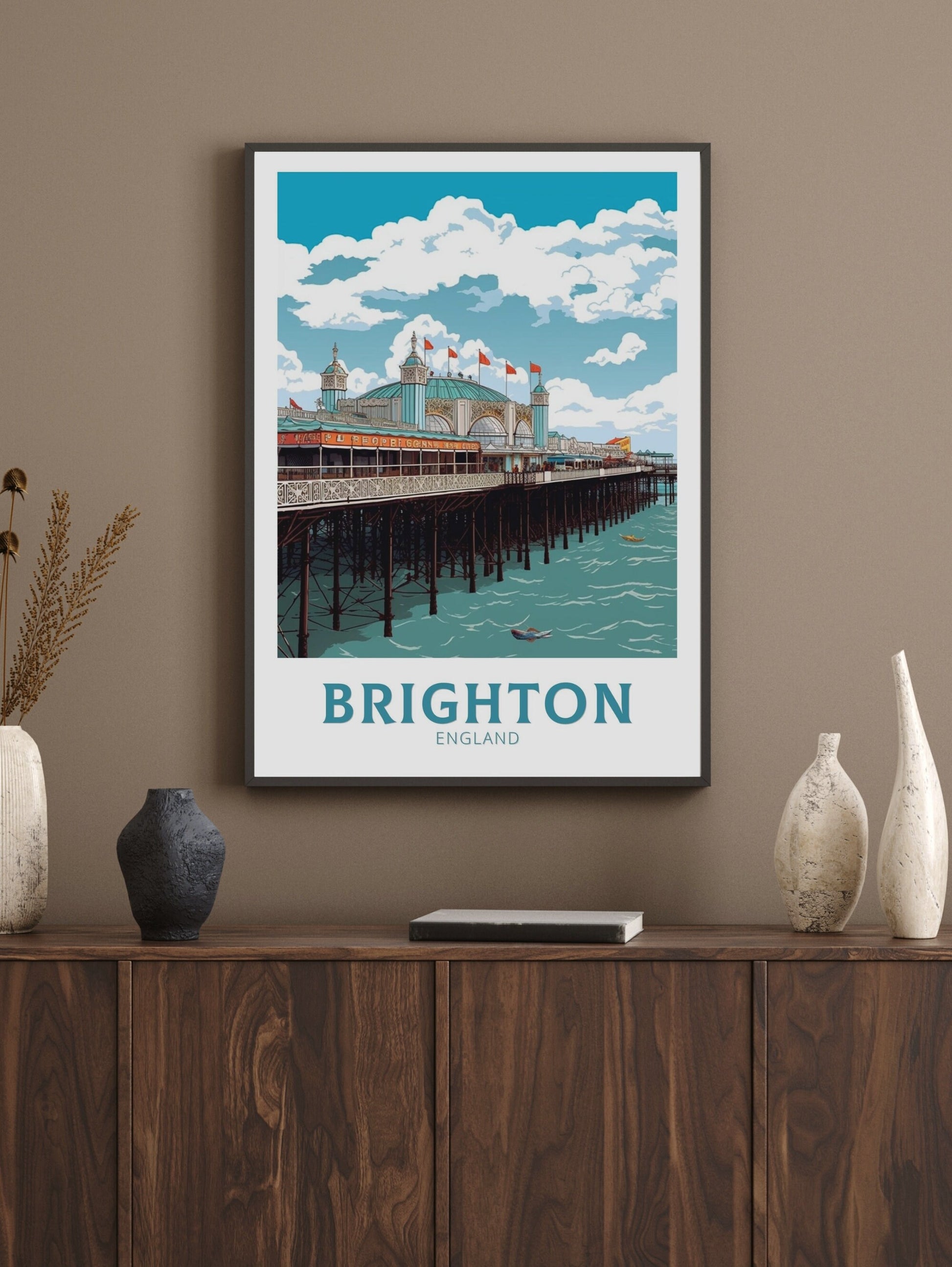 Brighton Pier Poster | Brighton Pier Travel Print | Brighton Pier Illustration | Brighton Pier Wall Art | Brighton Pier Home Decor | ID 308