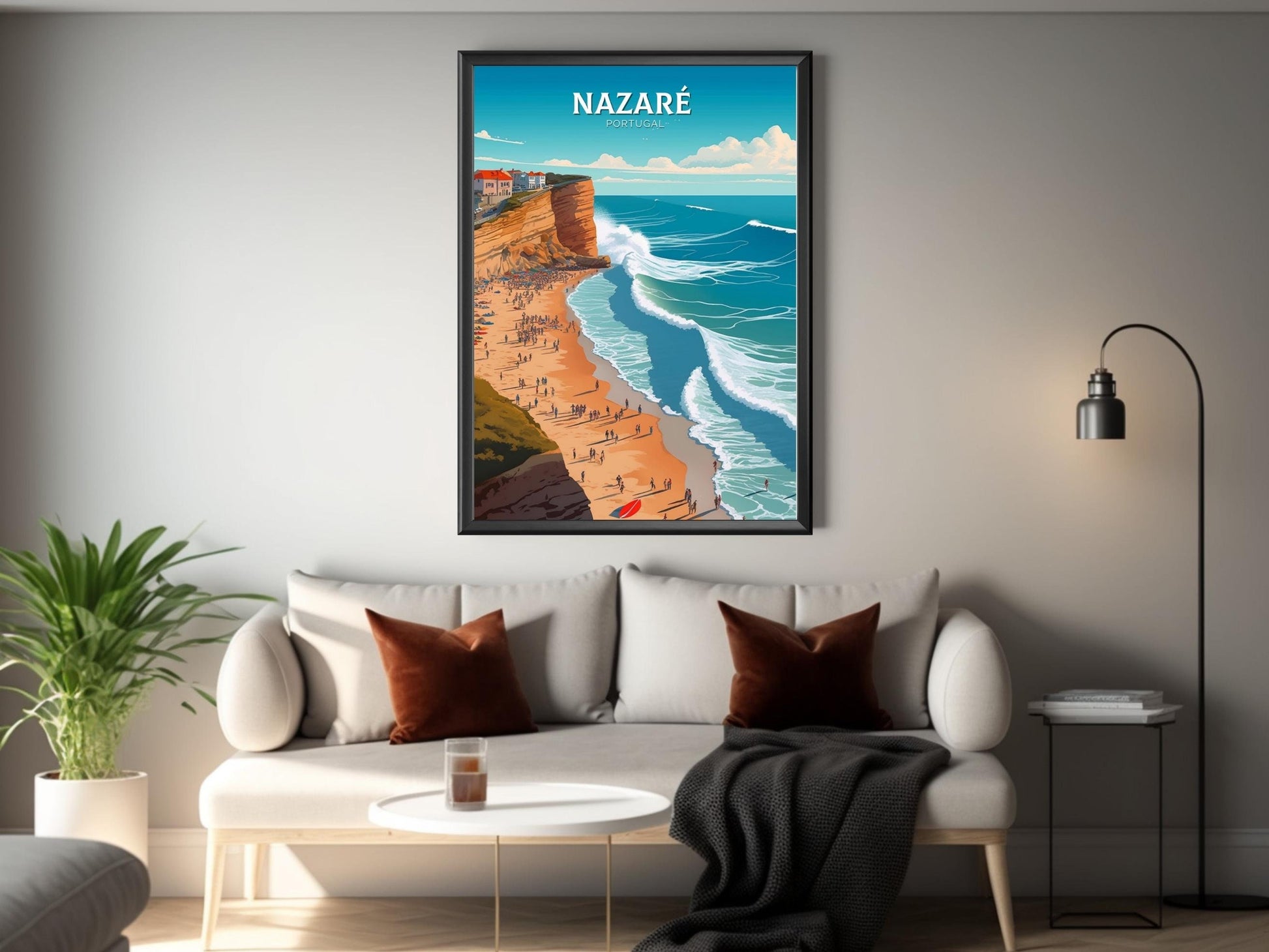 Nazare Portugal Travel Print | Nazare Travel Poster | Nazare Illustration | Nazare Wall Art | Portugal Print | Nazare Wall Art | ID 309