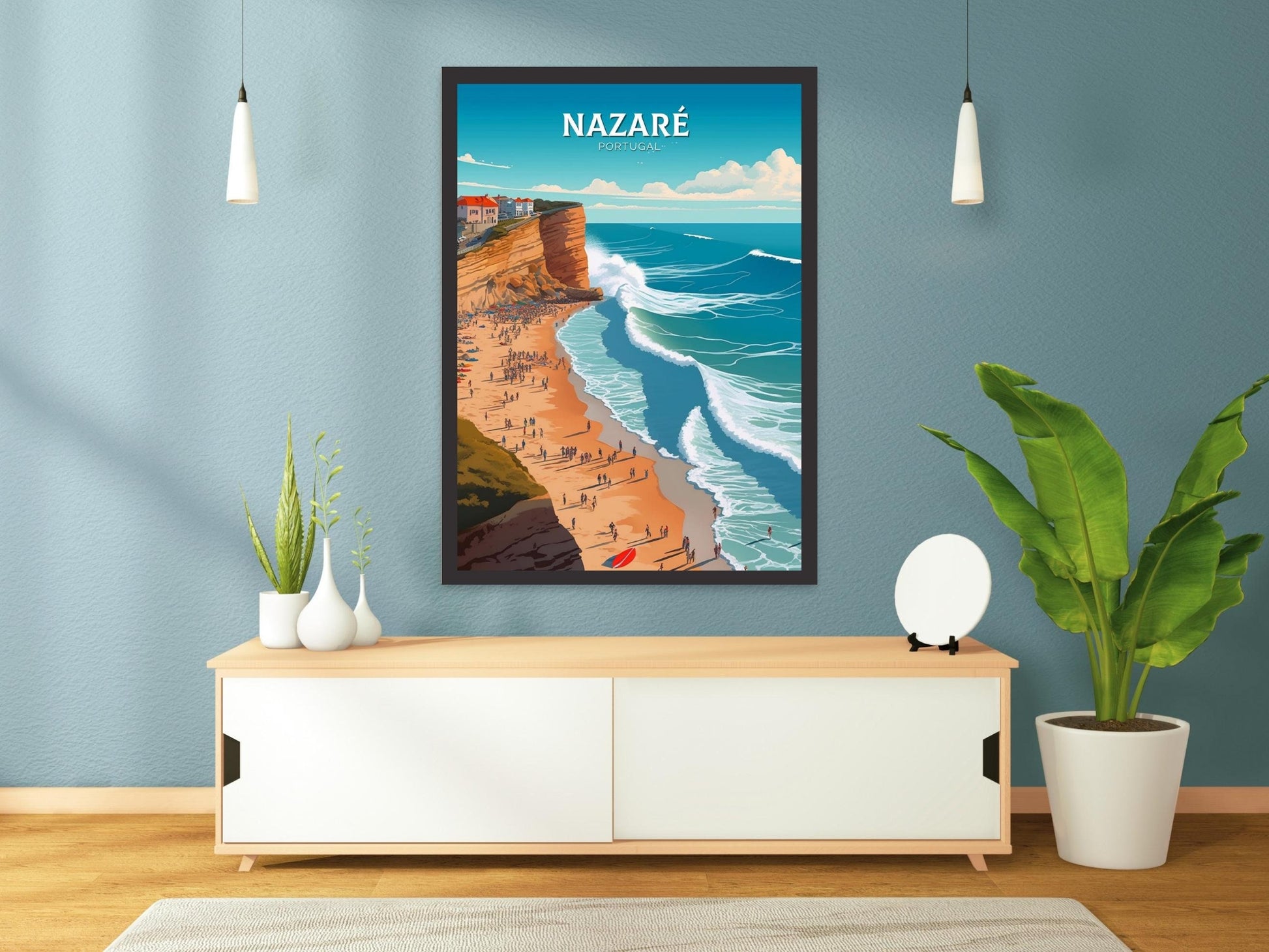 Nazare Portugal Travel Print | Nazare Travel Poster | Nazare Illustration | Nazare Wall Art | Portugal Print | Nazare Wall Art | ID 309