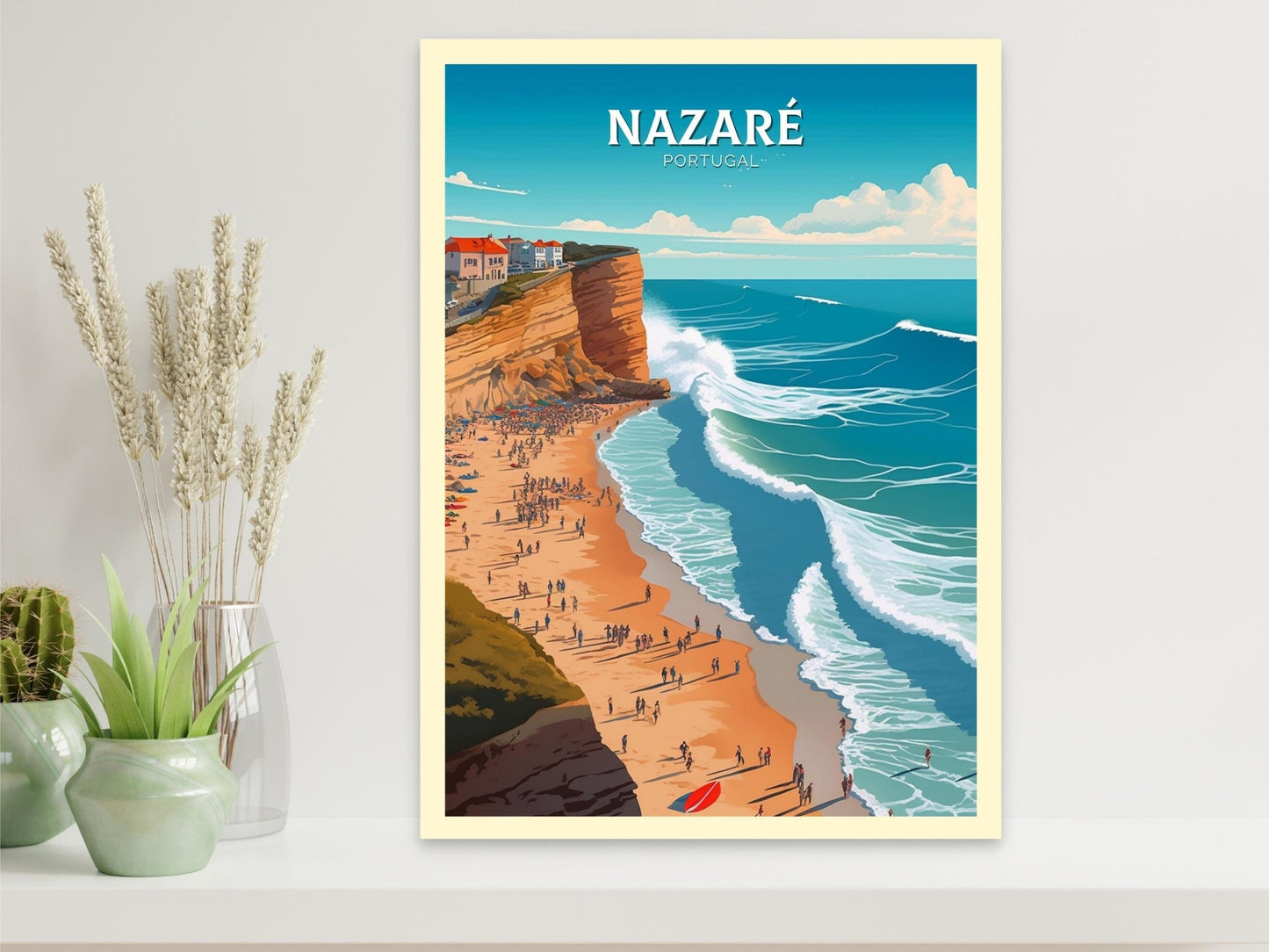 Nazare Portugal Travel Print | Nazare Travel Poster | Nazare Illustration | Nazare Wall Art | Portugal Print | Nazare Wall Art | ID 309