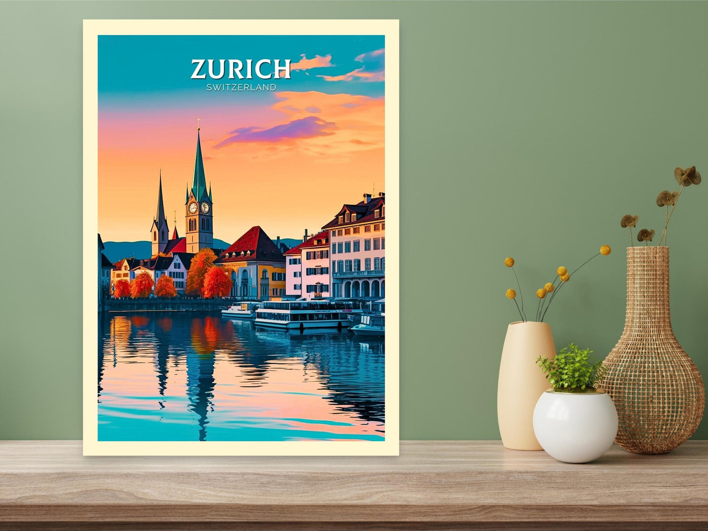 Zurich Travel Poster | Zurich Travel Print | Zurich Illustration | Zurich Wall Art | Switzerland Print | Zurich Artwork | ID 311