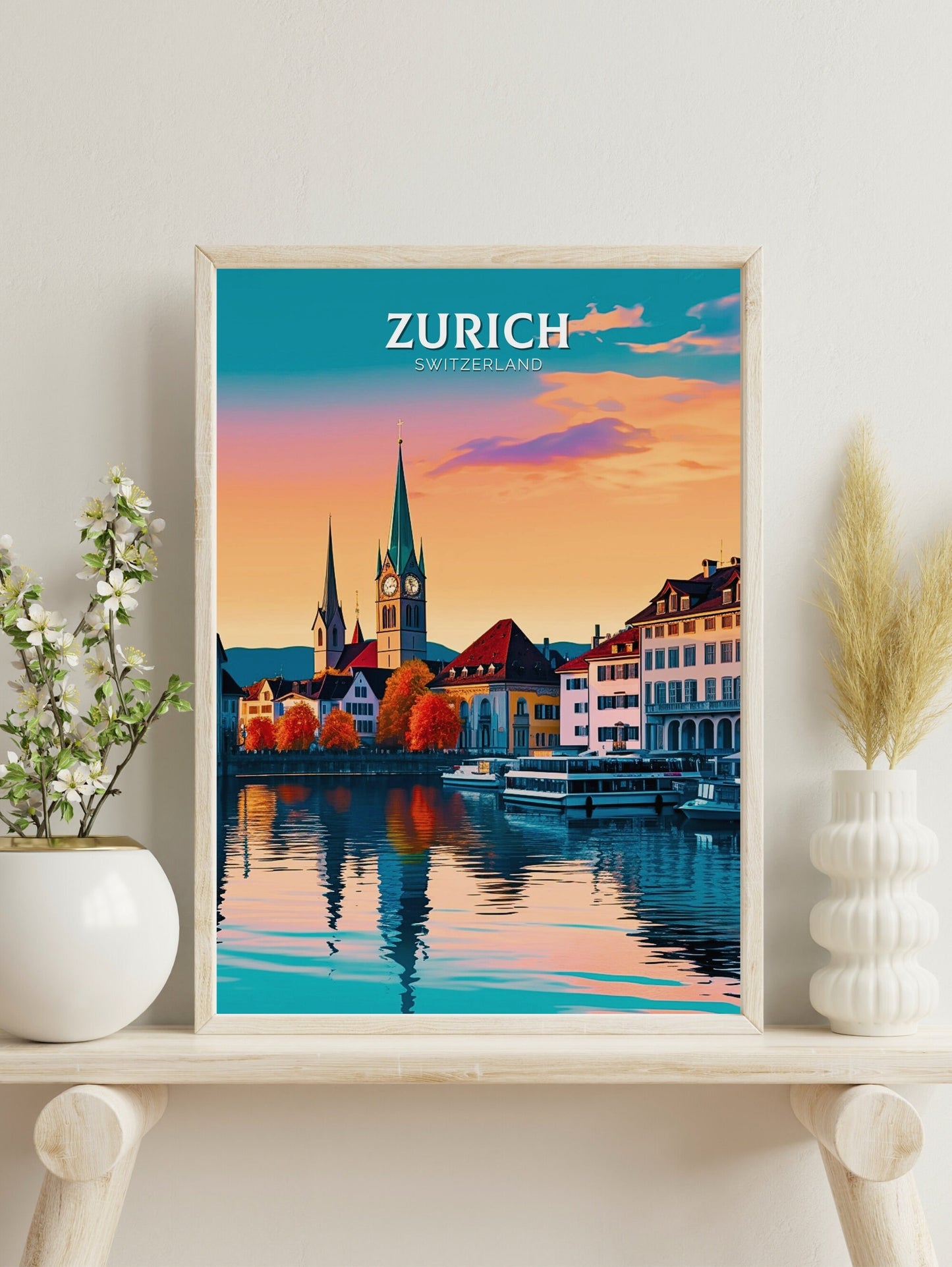 Zurich Travel Poster | Zurich Travel Print | Zurich Illustration | Zurich Wall Art | Switzerland Print | Zurich Artwork | ID 311