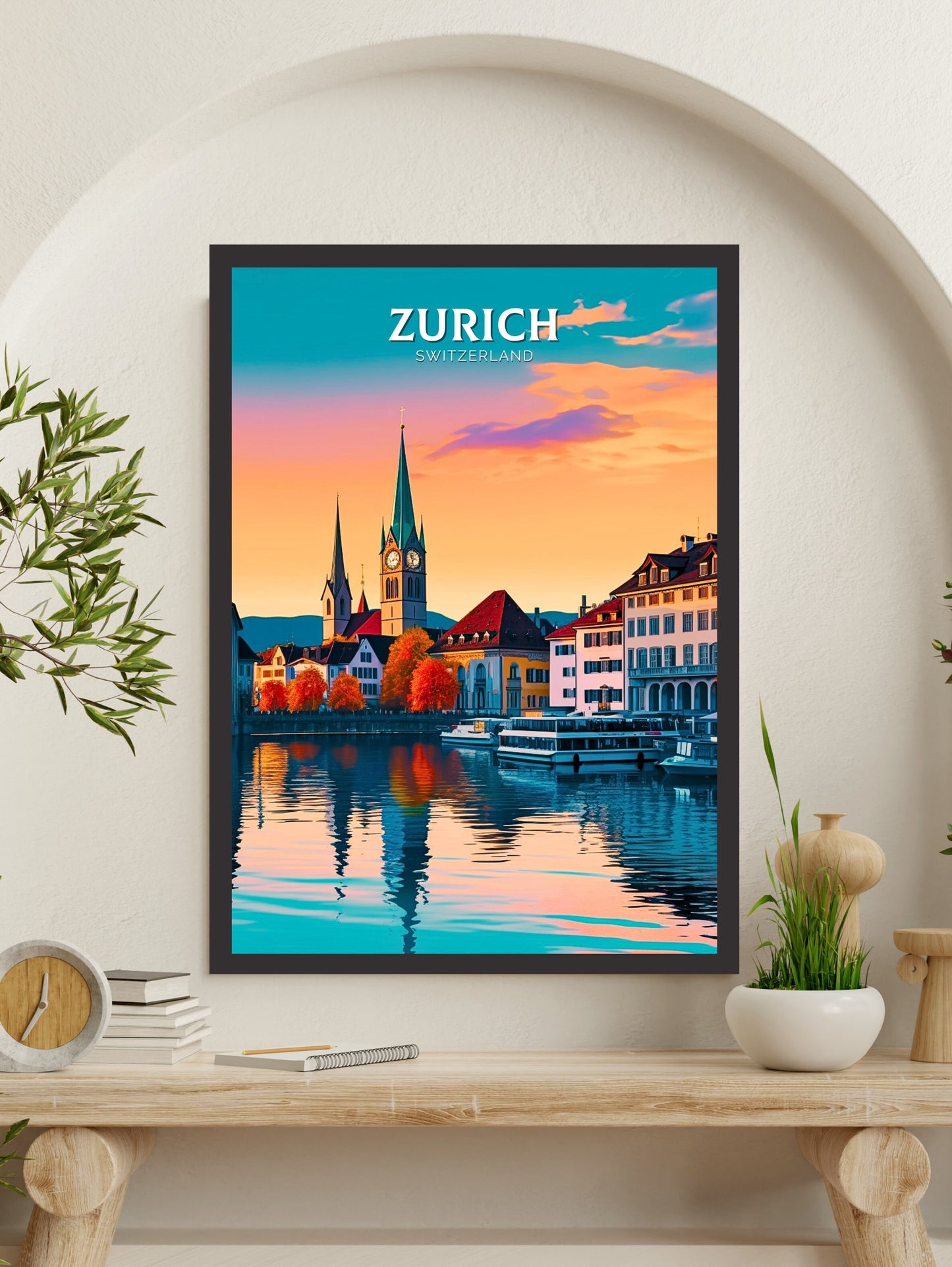 Zurich Travel Poster | Zurich Travel Print | Zurich Illustration | Zurich Wall Art | Switzerland Print | Zurich Artwork | ID 311