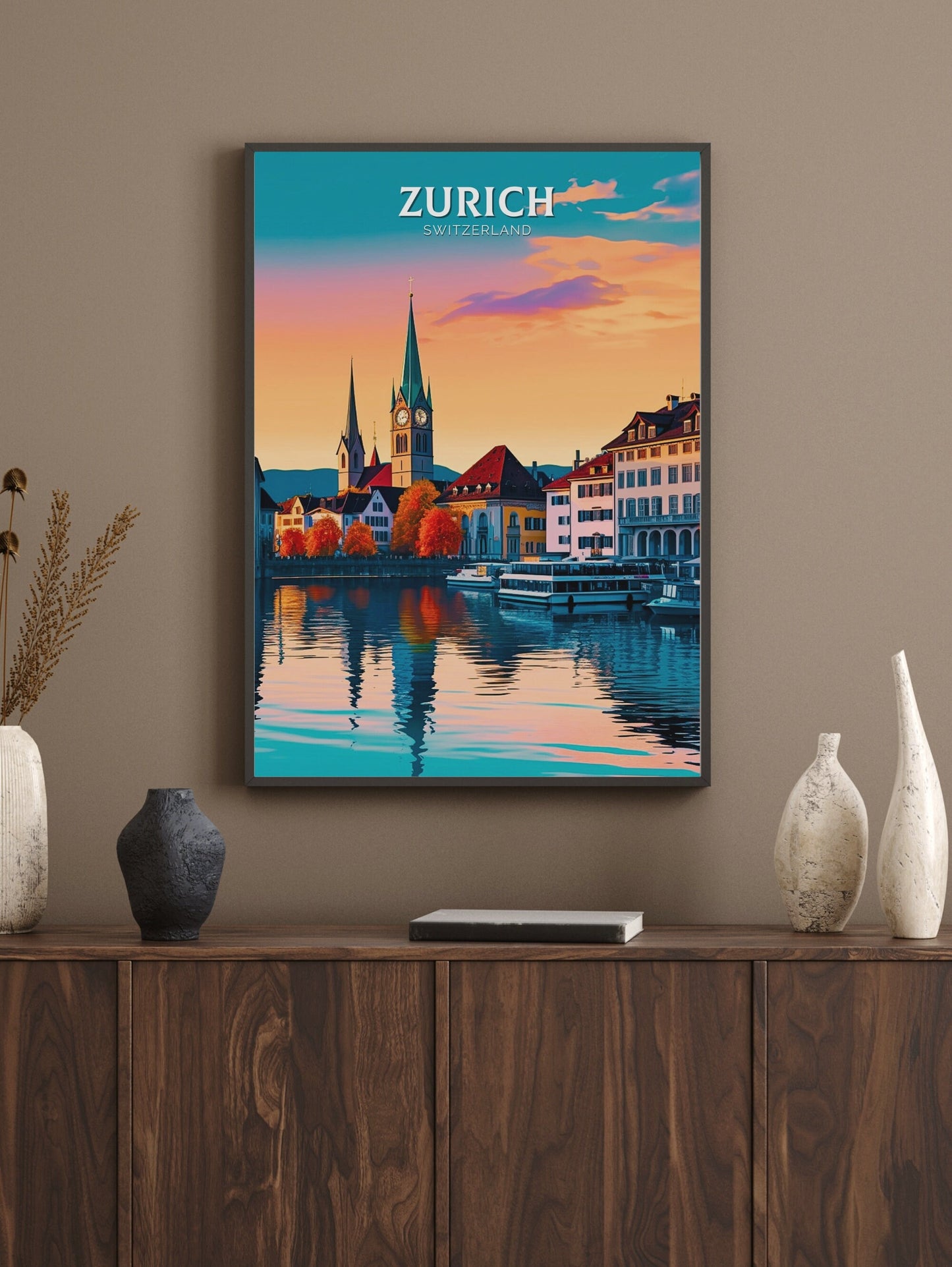 Zurich Travel Poster | Zurich Travel Print | Zurich Illustration | Zurich Wall Art | Switzerland Print | Zurich Artwork | ID 311