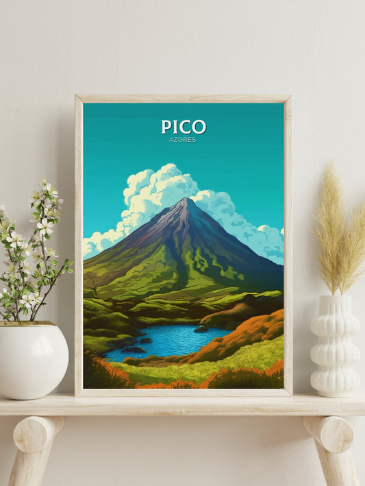 Pico Azores Travel Poster | Pico Azores Portugal Travel Print | Pico Azores Illustration | Pico Azores Wall Art | Portugal Print | ID 313