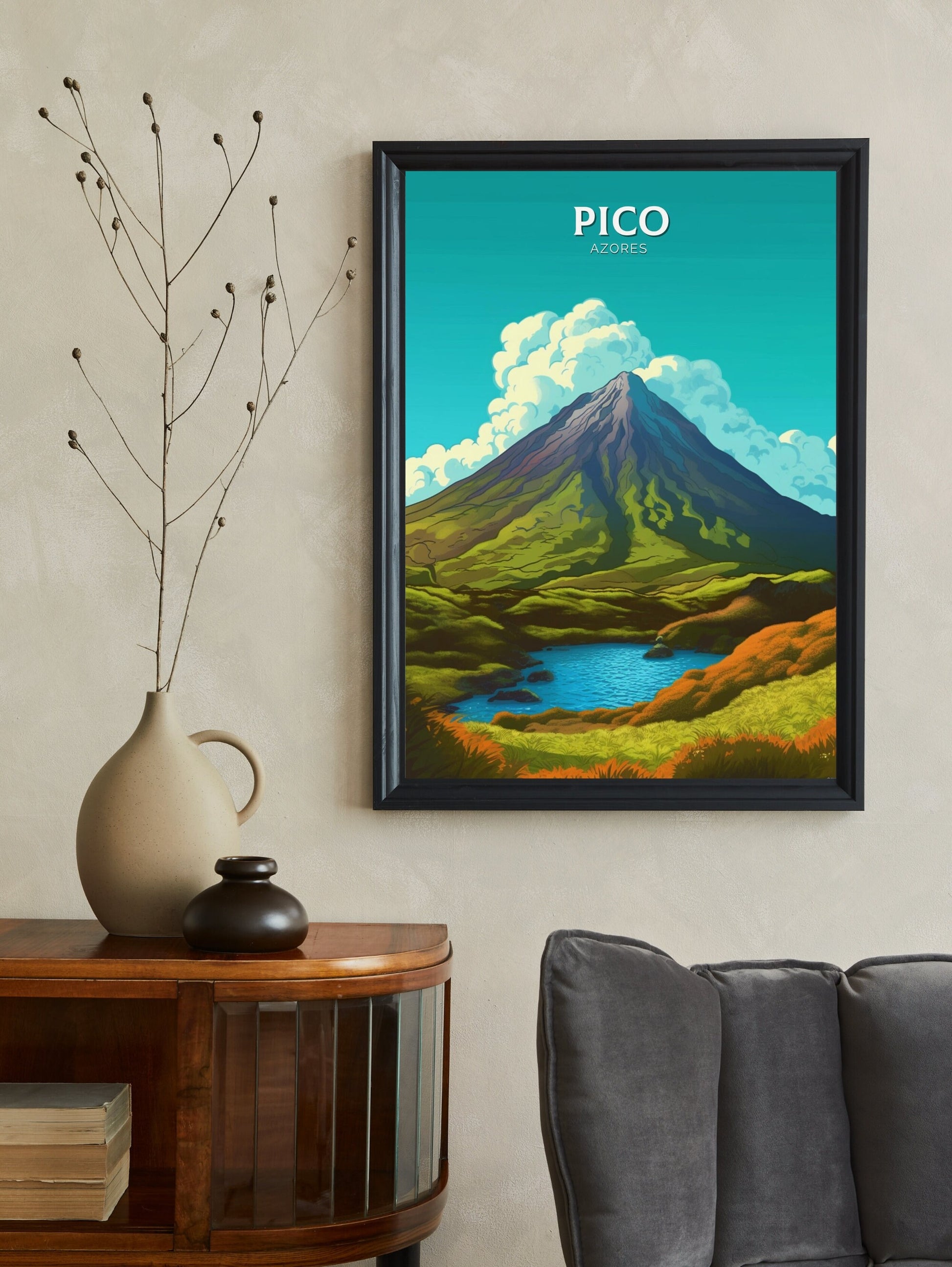 Pico Azores Travel Poster | Pico Azores Portugal Travel Print | Pico Azores Illustration | Pico Azores Wall Art | Portugal Print | ID 313