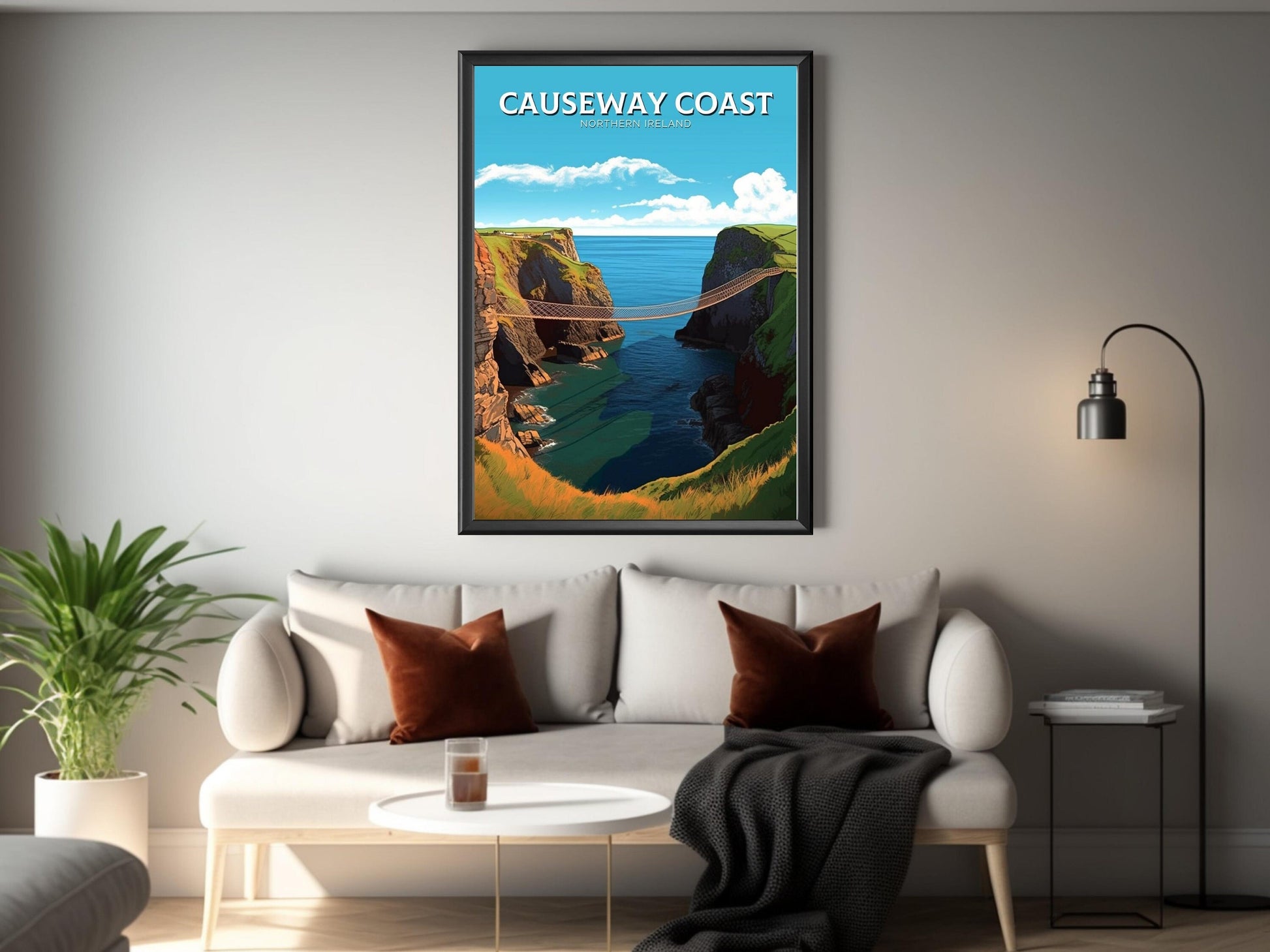 Causeway Coast Travel Print | Causeway Coast Illustration | Causeway Coast Poster | Causeway Coast Wall Art | Northern Ireland Print ID 250