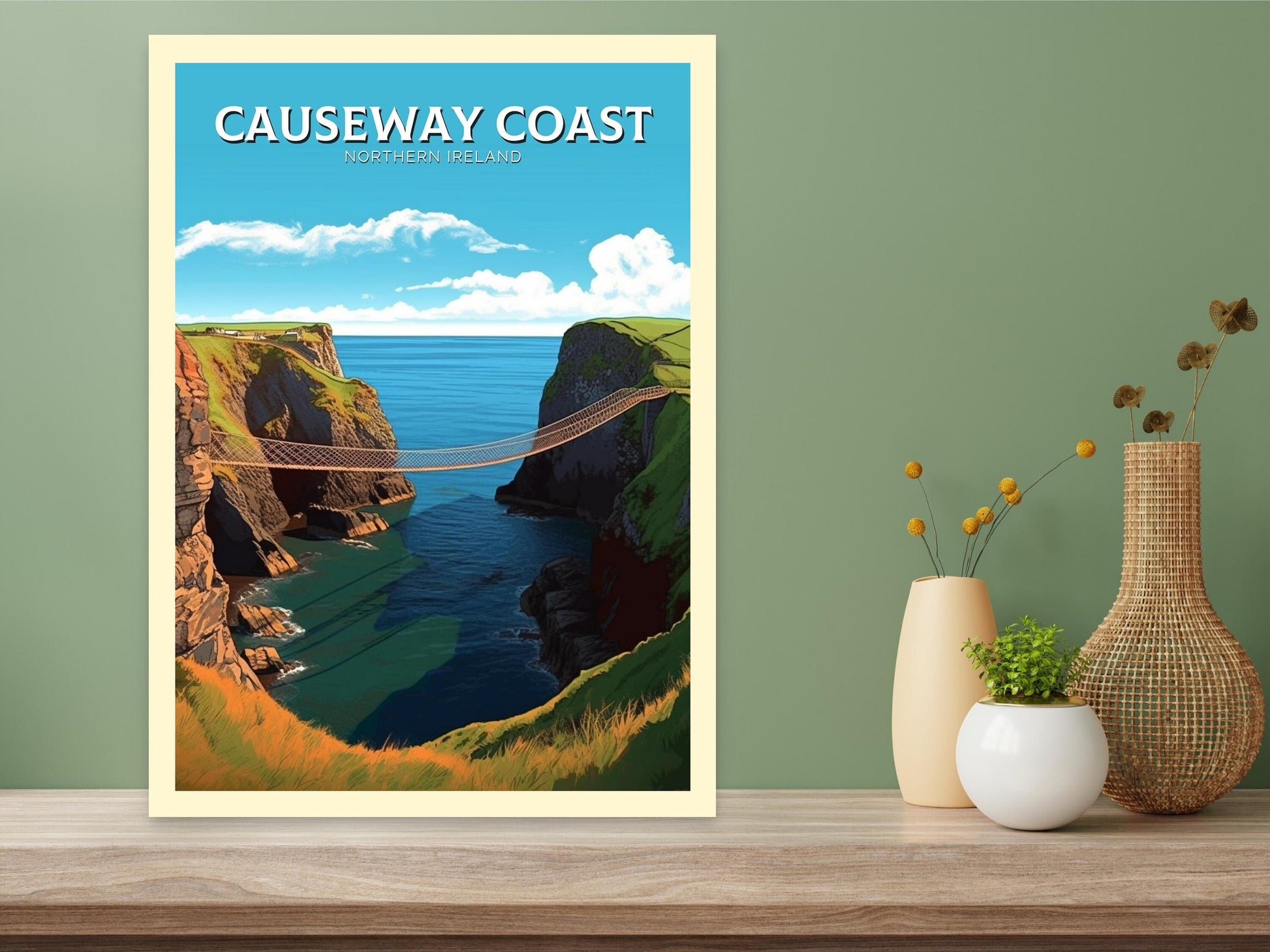 Causeway Coast Travel Print | Causeway Coast Illustration | Causeway Coast Poster | Causeway Coast Wall Art | Northern Ireland Print ID 250