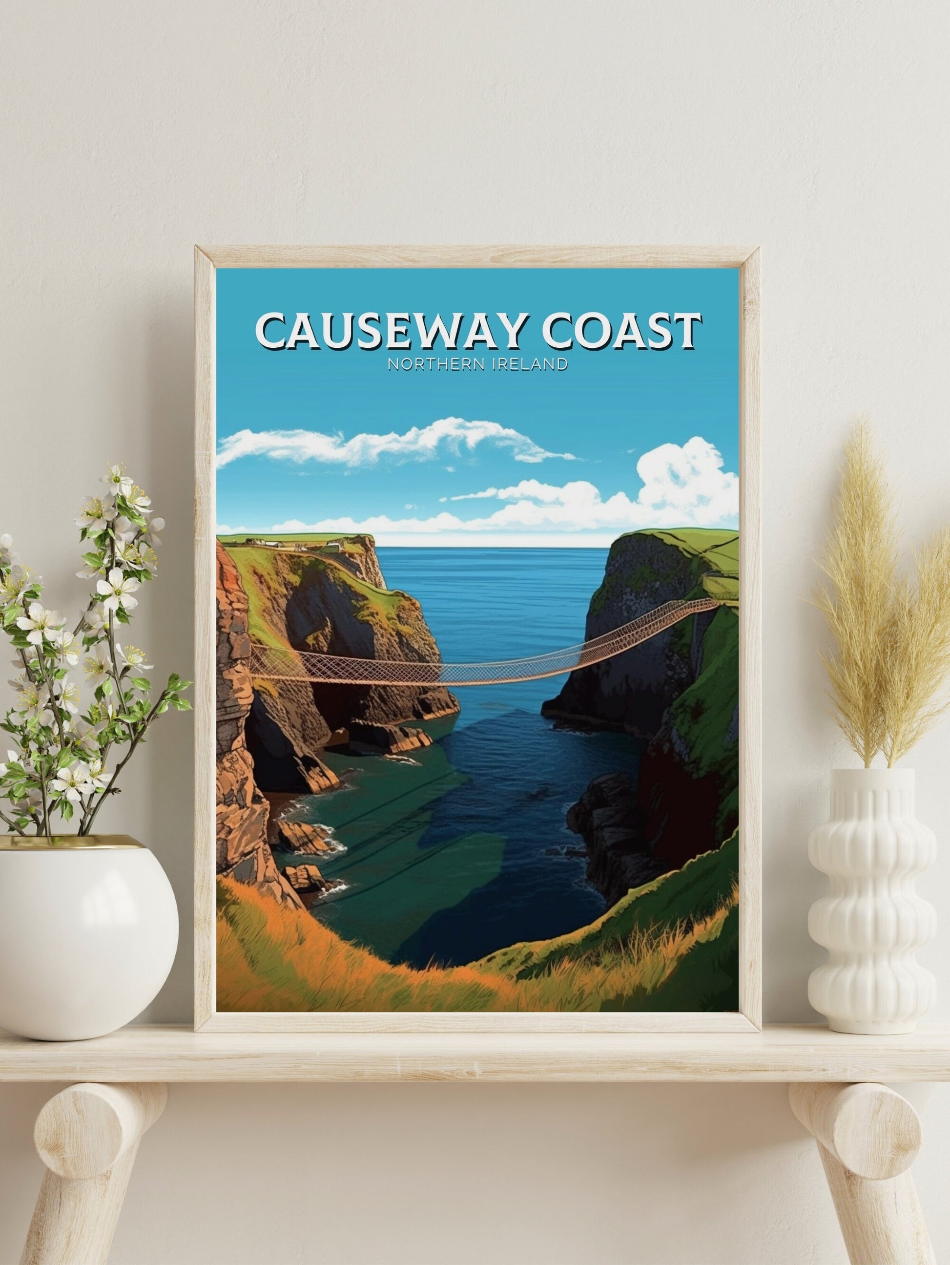 Causeway Coast Travel Print | Causeway Coast Illustration | Causeway Coast Poster | Causeway Coast Wall Art | Northern Ireland Print ID 250