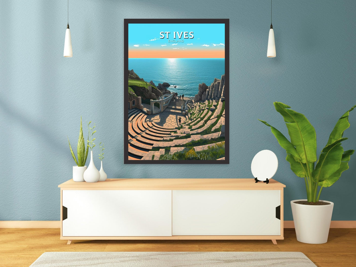 St Ives Travel Print | St Ives Travel Poster | St Ives Wall Art | England Print | England Home Decor | Cornwall Print | Travel gift ID 321